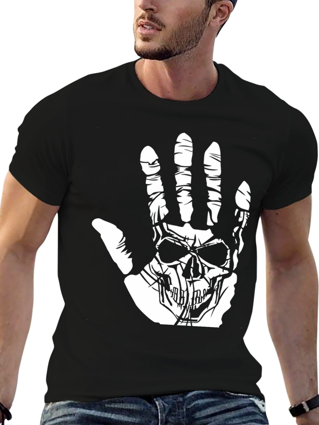 Skull Hand Graphic Black T-Shirt
