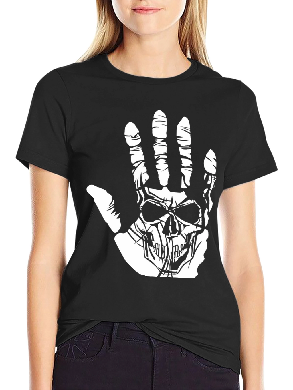 Skull Hand Graphic Black T-Shirt