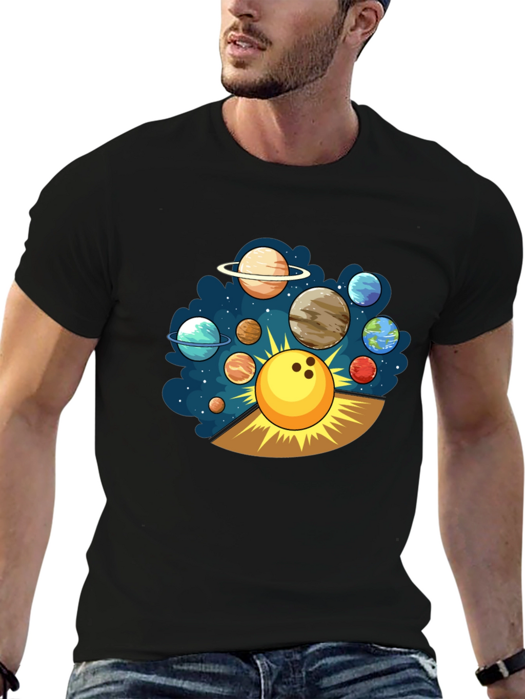 Bowling Planet T-Shirt Cosmic Strike Tee