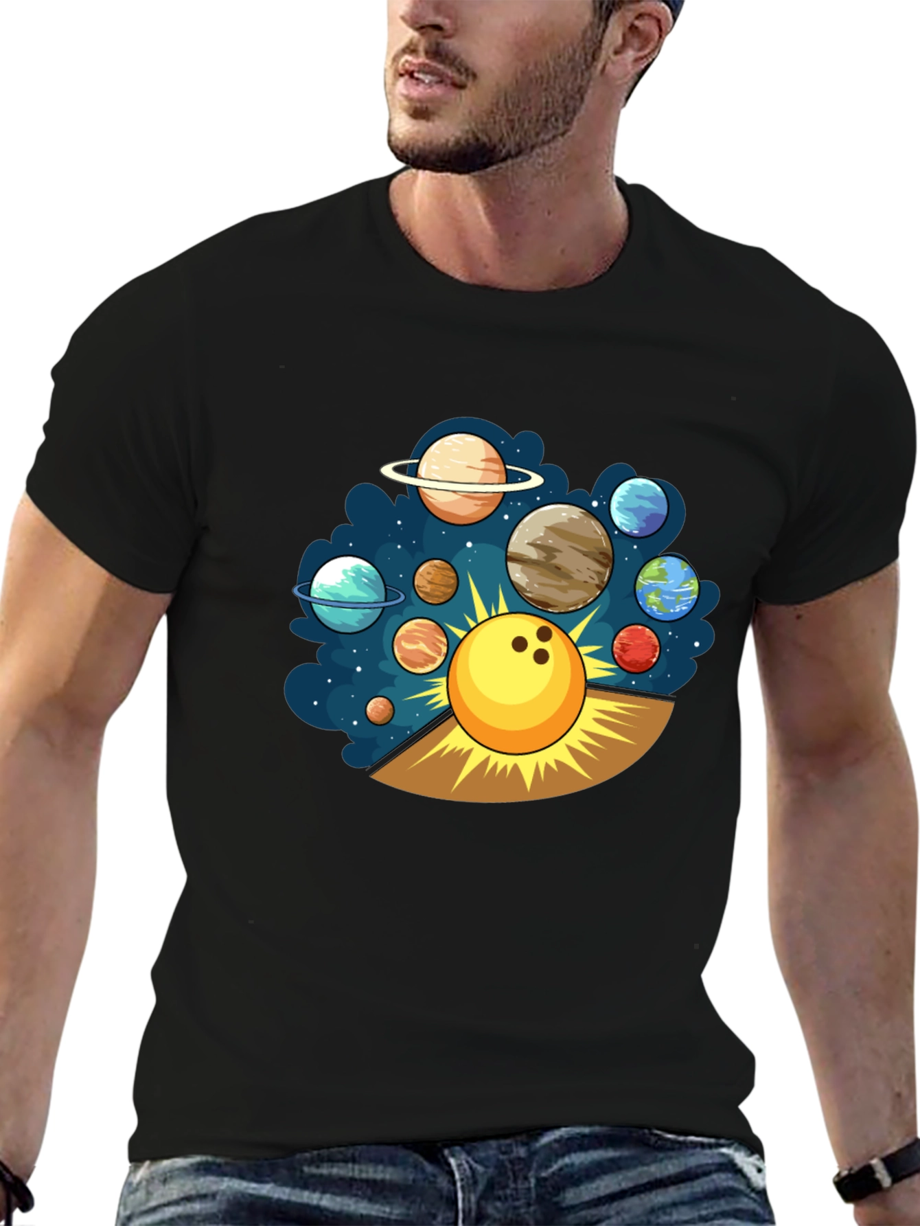 Bowling Planet T-Shirt Cosmic Strike Tee