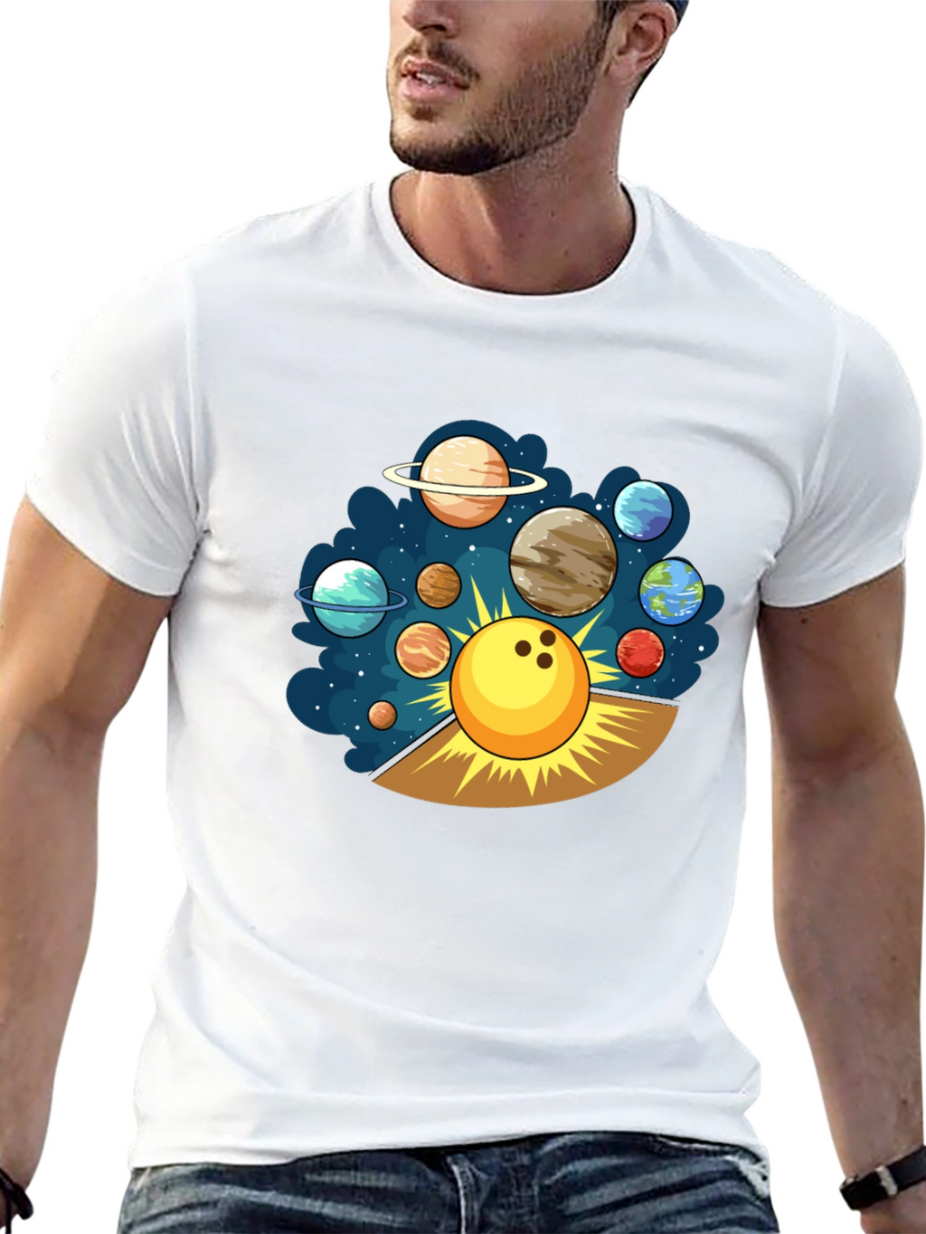 Bowling Planet T-Shirt Cosmic Strike Tee