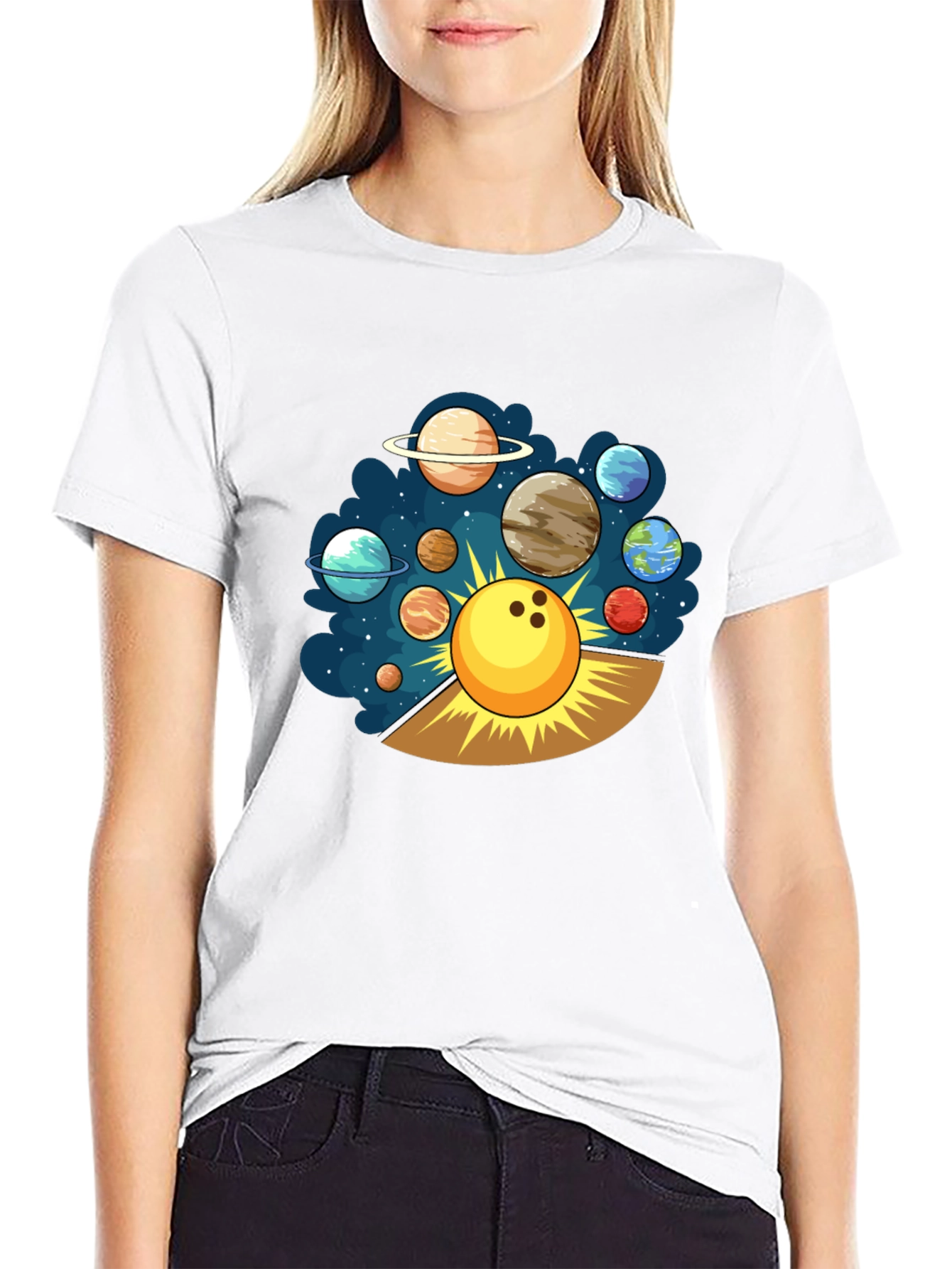 Bowling Planet T-Shirt Cosmic Strike Tee
