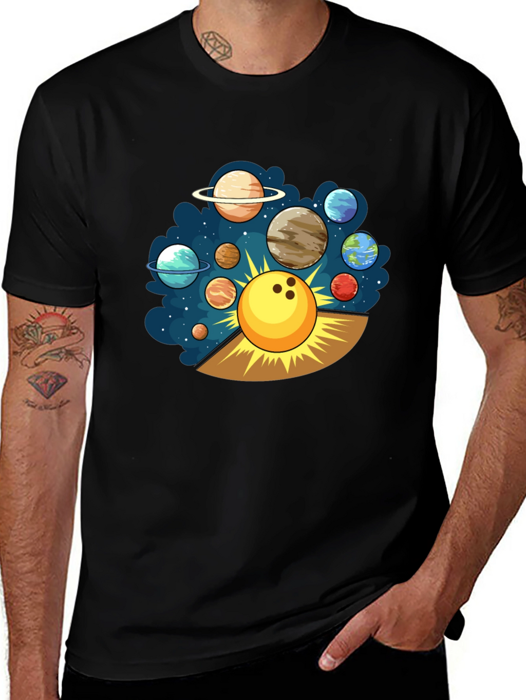Bowling Planet T-Shirt Cosmic Strike Tee