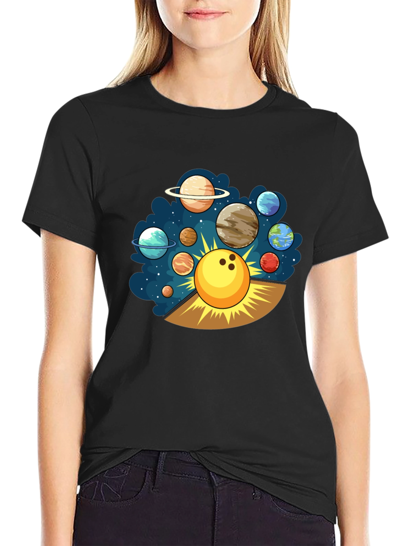 Bowling Planet T-Shirt Cosmic Strike Tee