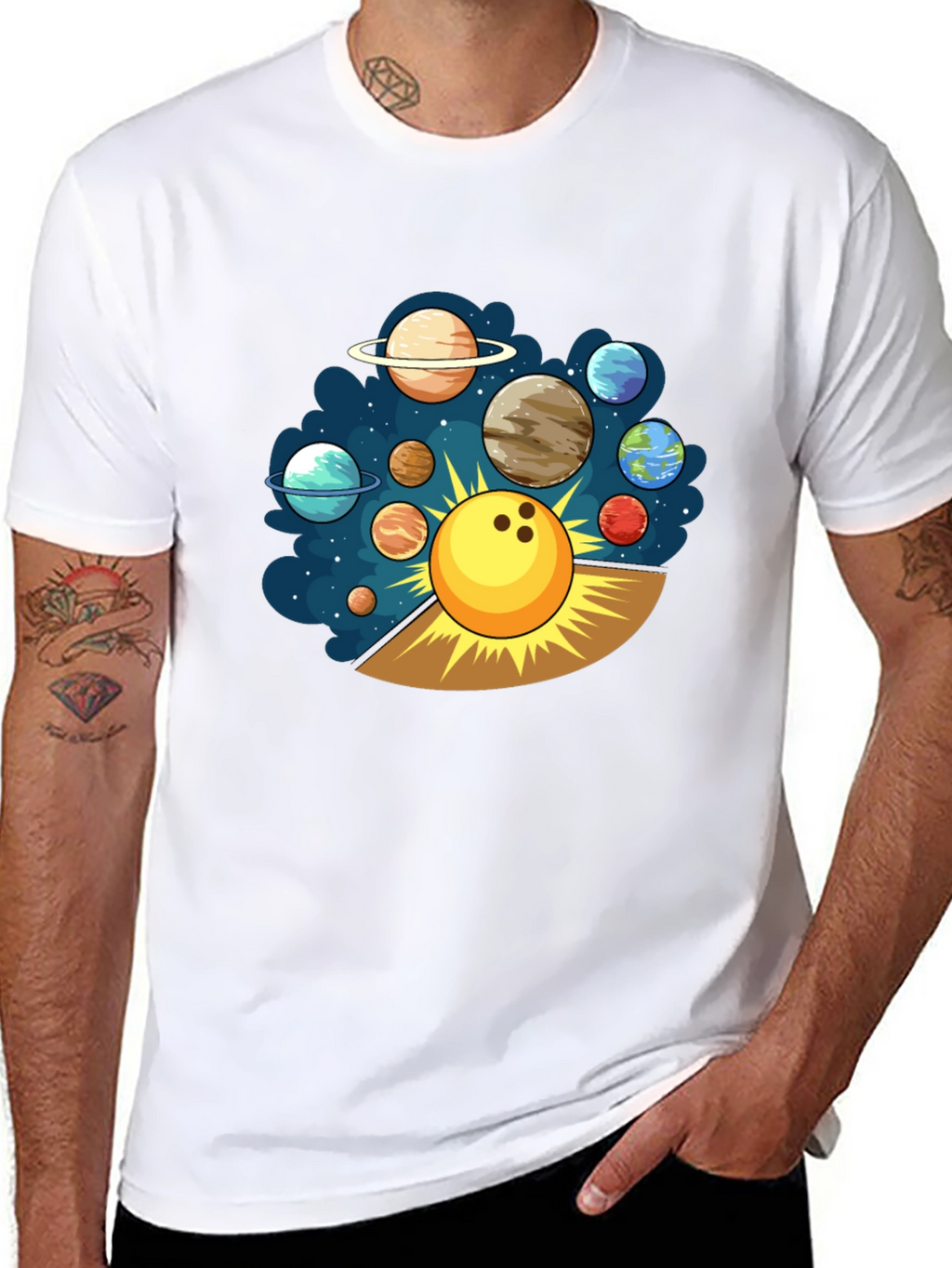 Bowling Planet T-Shirt Cosmic Strike Tee