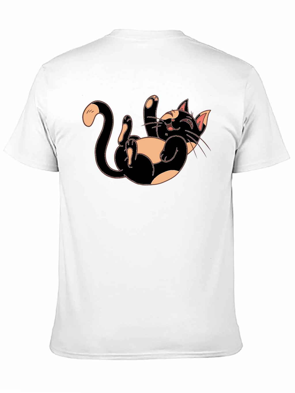 Playful Cartoon Cat Graphic Tee - Black