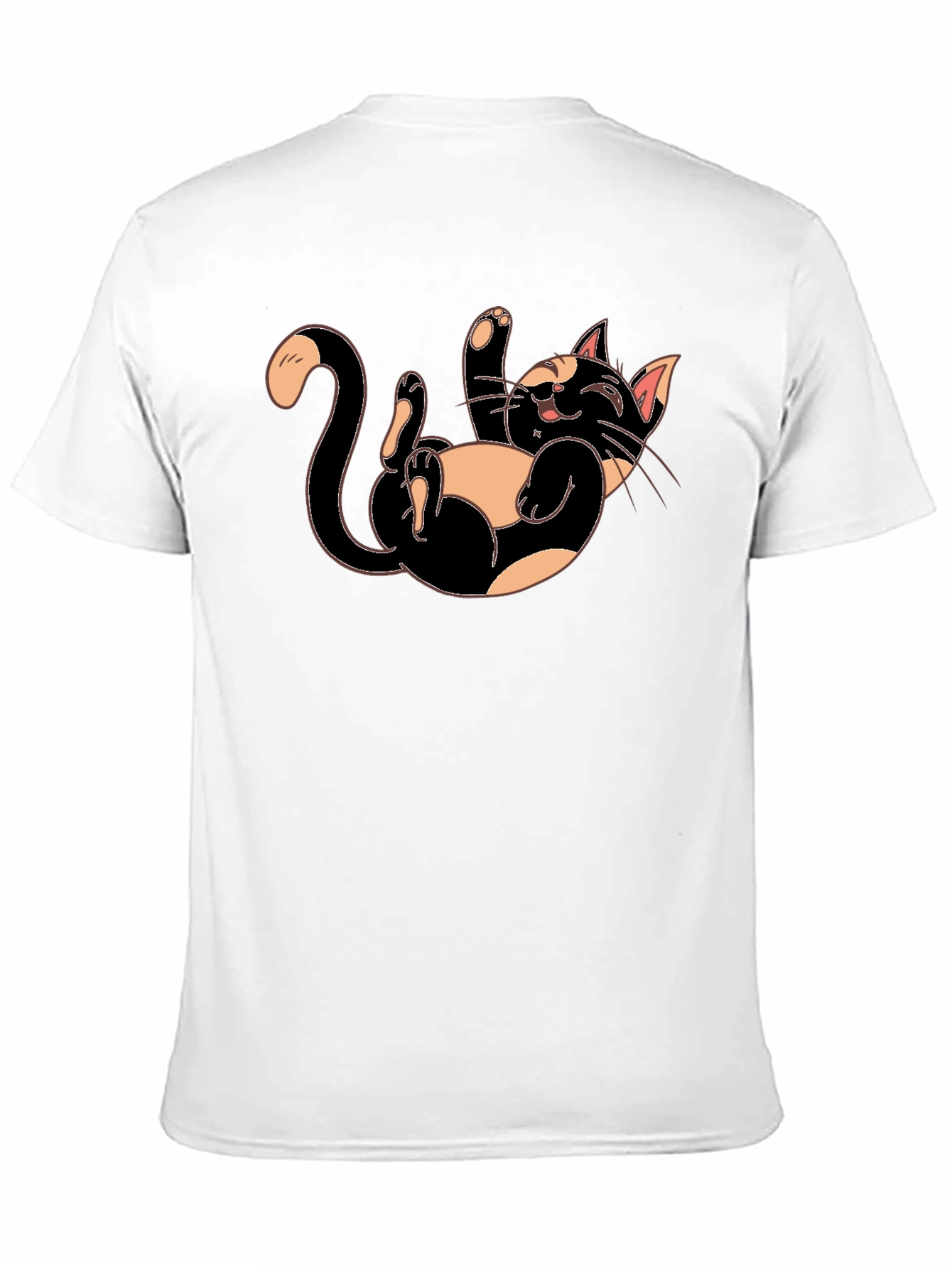 Playful Cartoon Cat Graphic Tee - Black
