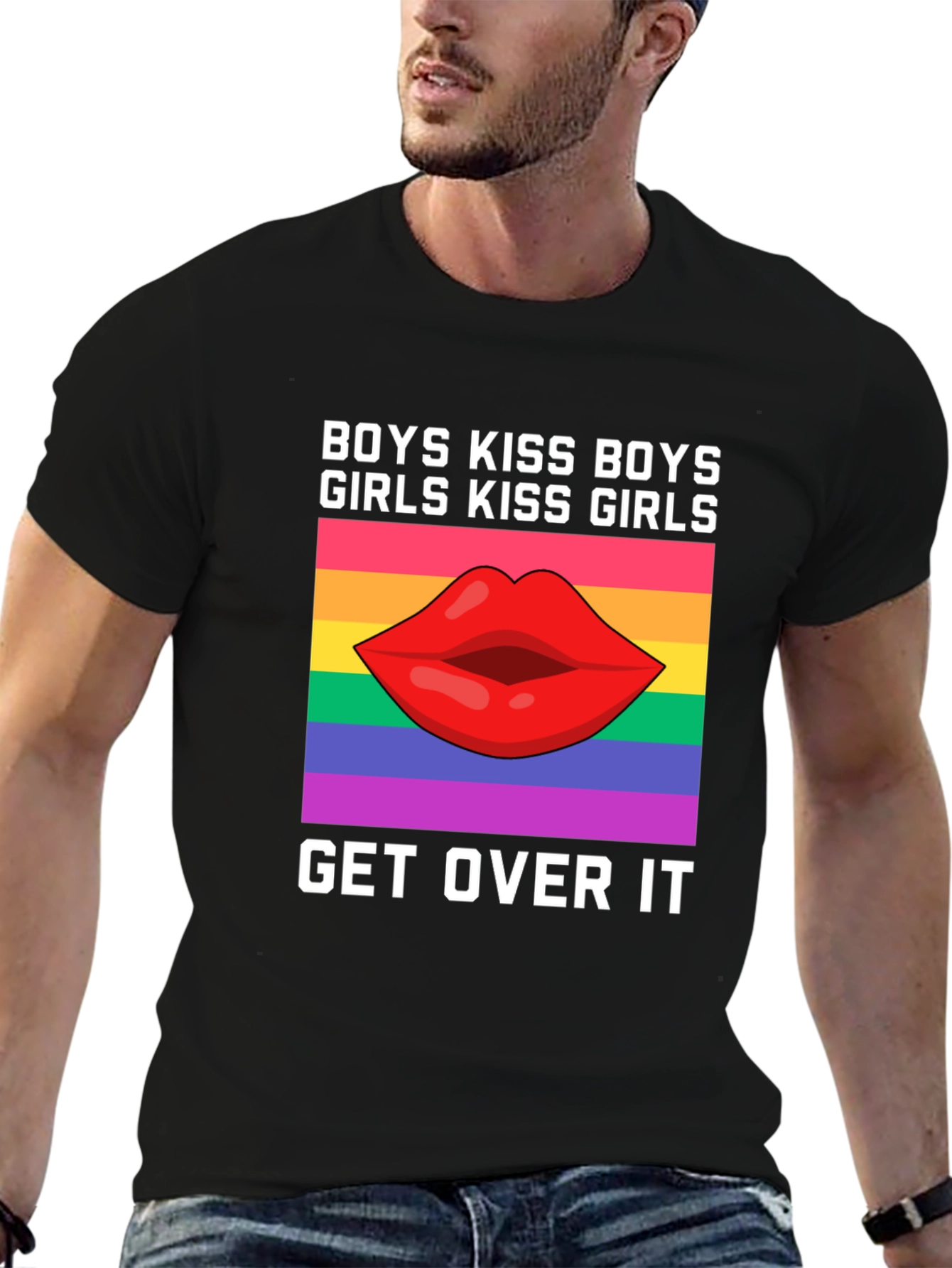 LGBTQ+ Pride T-Shirt: Boys Kiss Boys Girls Kiss Girls
