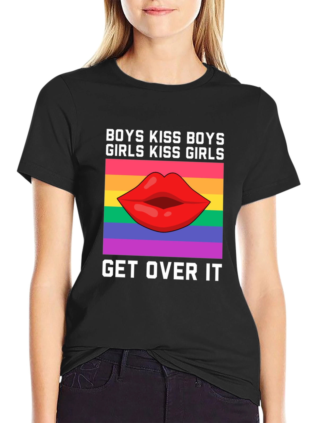 LGBTQ+ Pride T-Shirt: Boys Kiss Boys Girls Kiss Girls