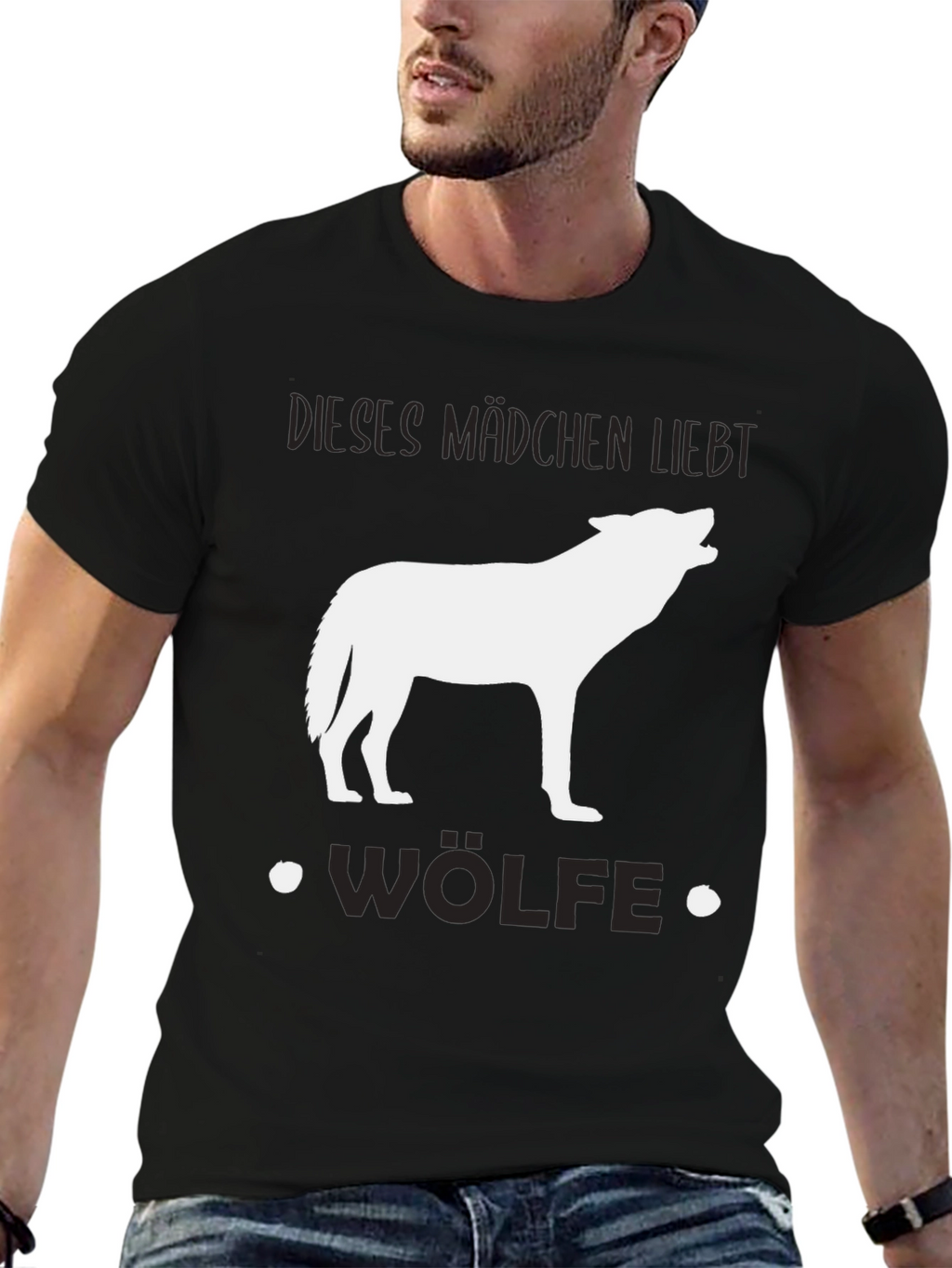 Wolf Lover Black T-Shirt - Dieses Mädchen Liebt Wölfe