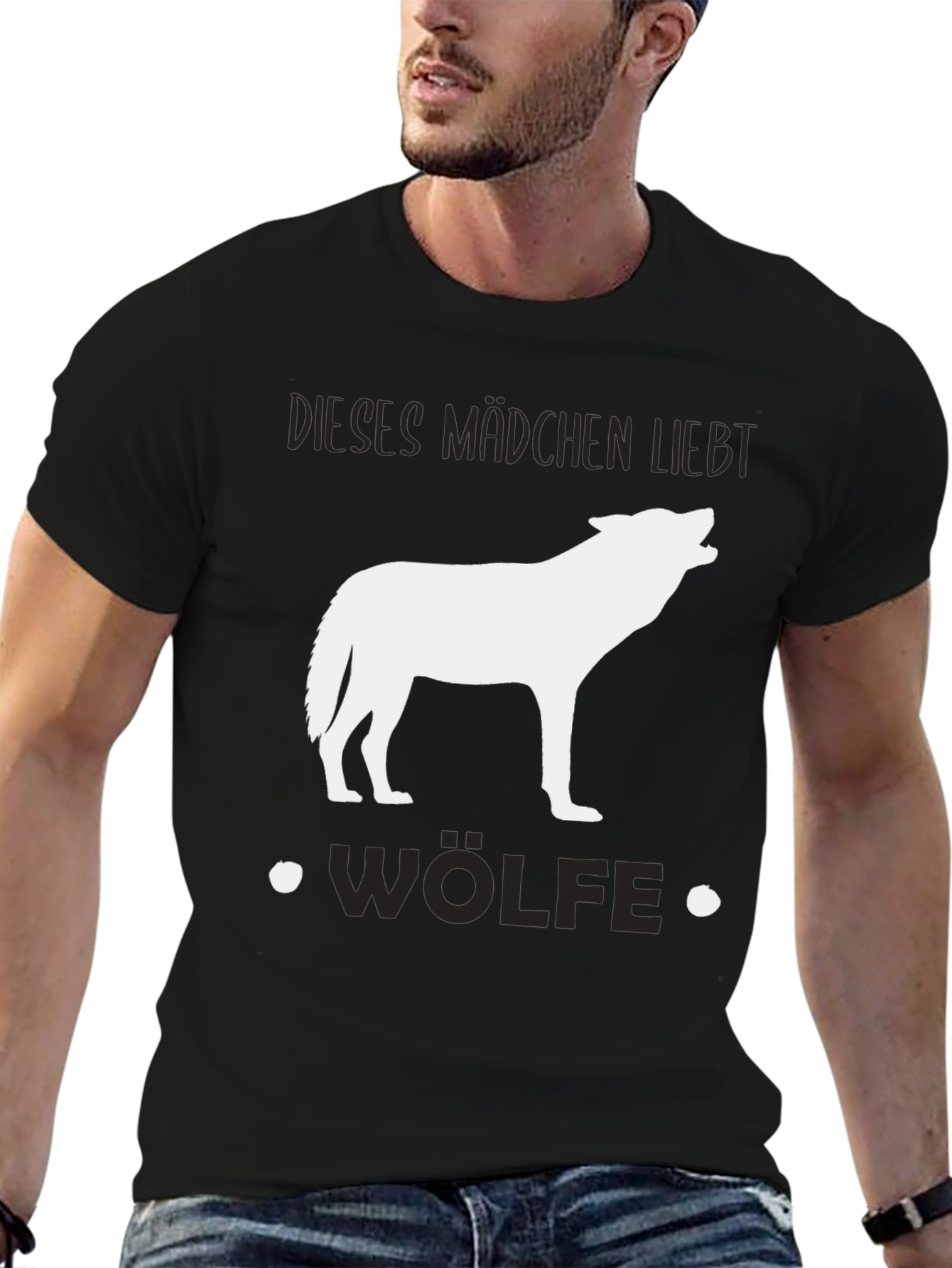 Wolf Lover Black T-Shirt - Dieses Mädchen Liebt Wölfe