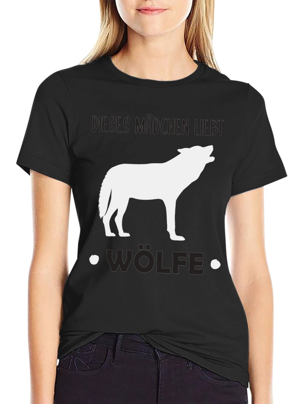 Wolf Lover Black T-Shirt - Dieses Mädchen Liebt Wölfe
