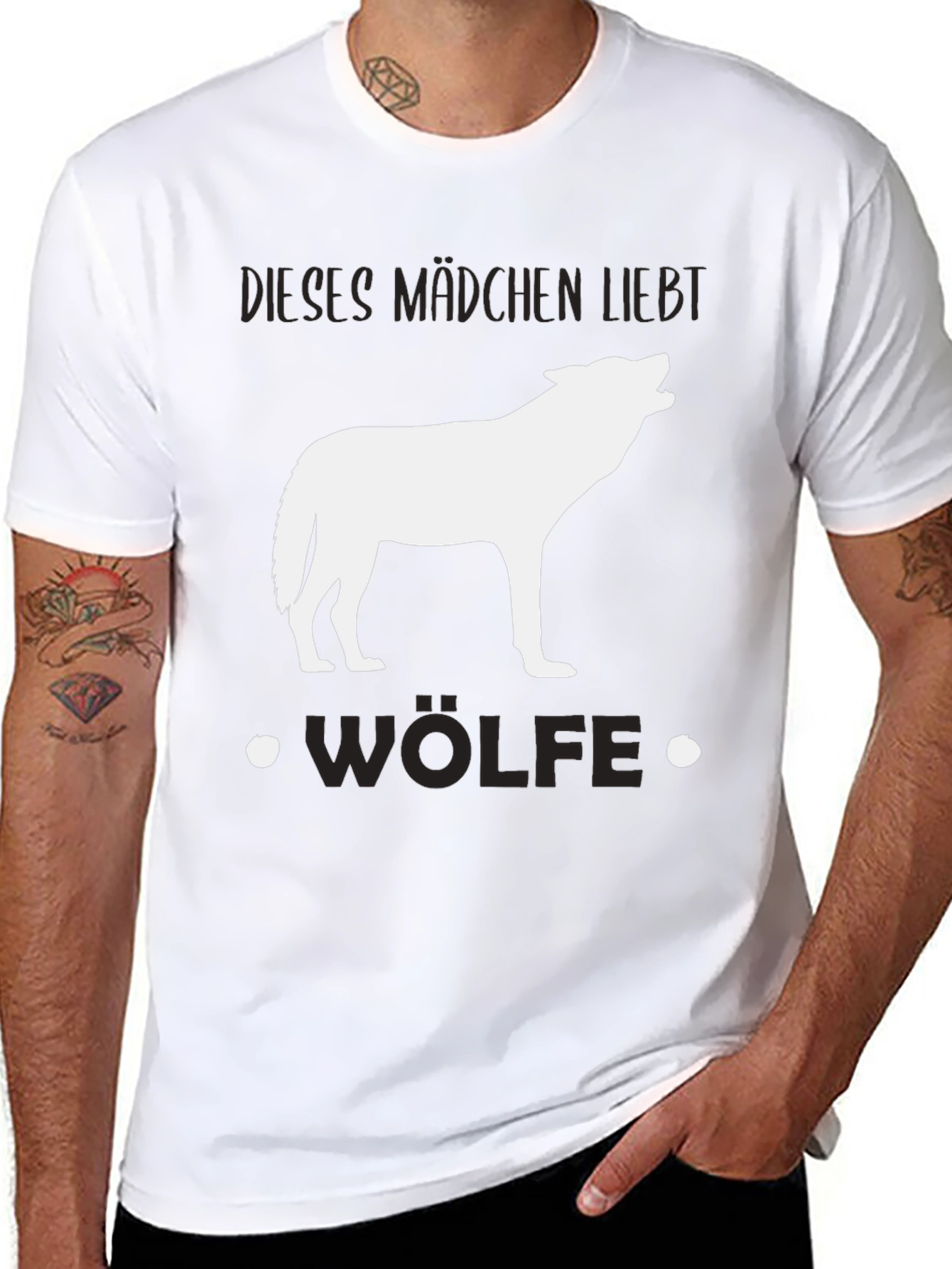 Wolf Lover Black T-Shirt - Dieses Mädchen Liebt Wölfe