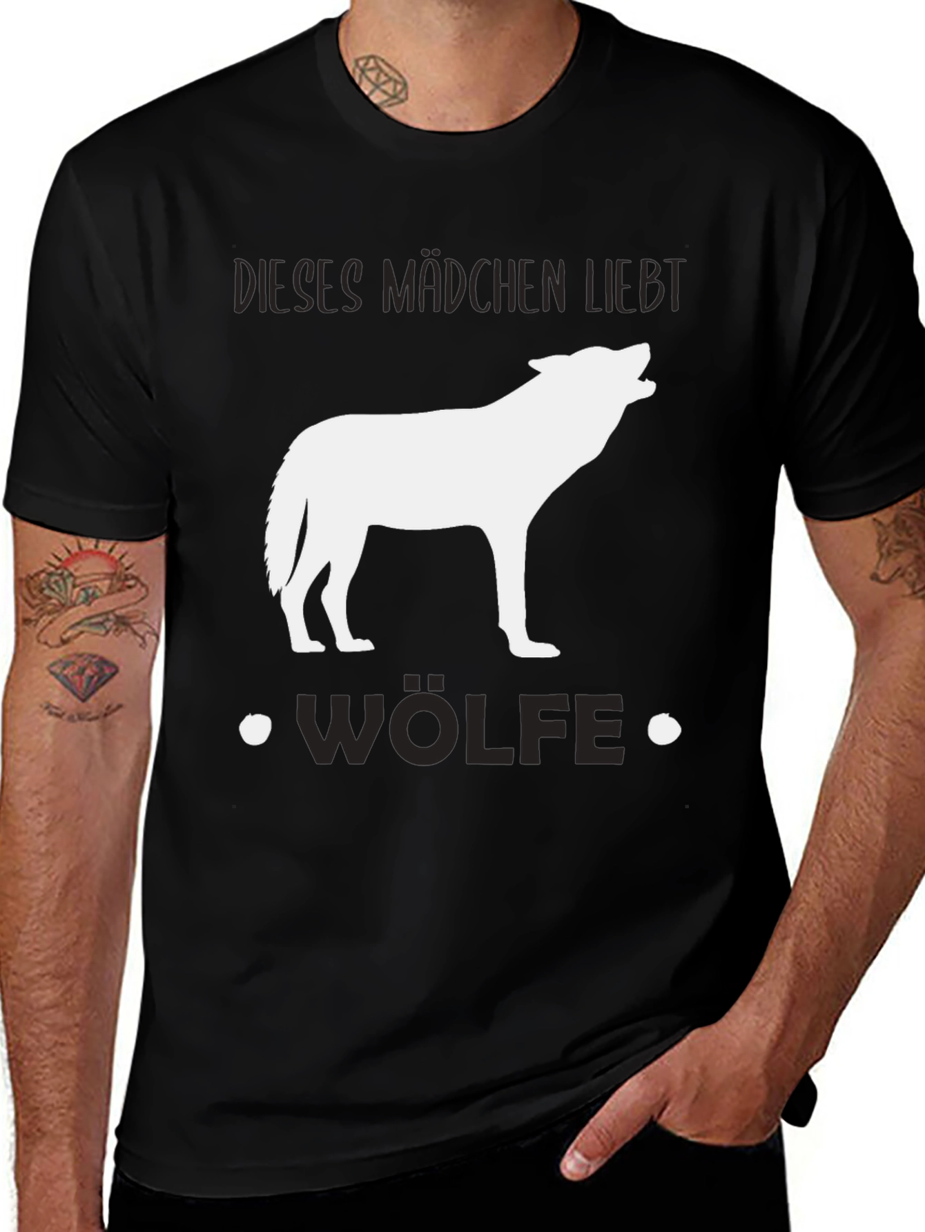 Wolf Lover Black T-Shirt - Dieses Mädchen Liebt Wölfe