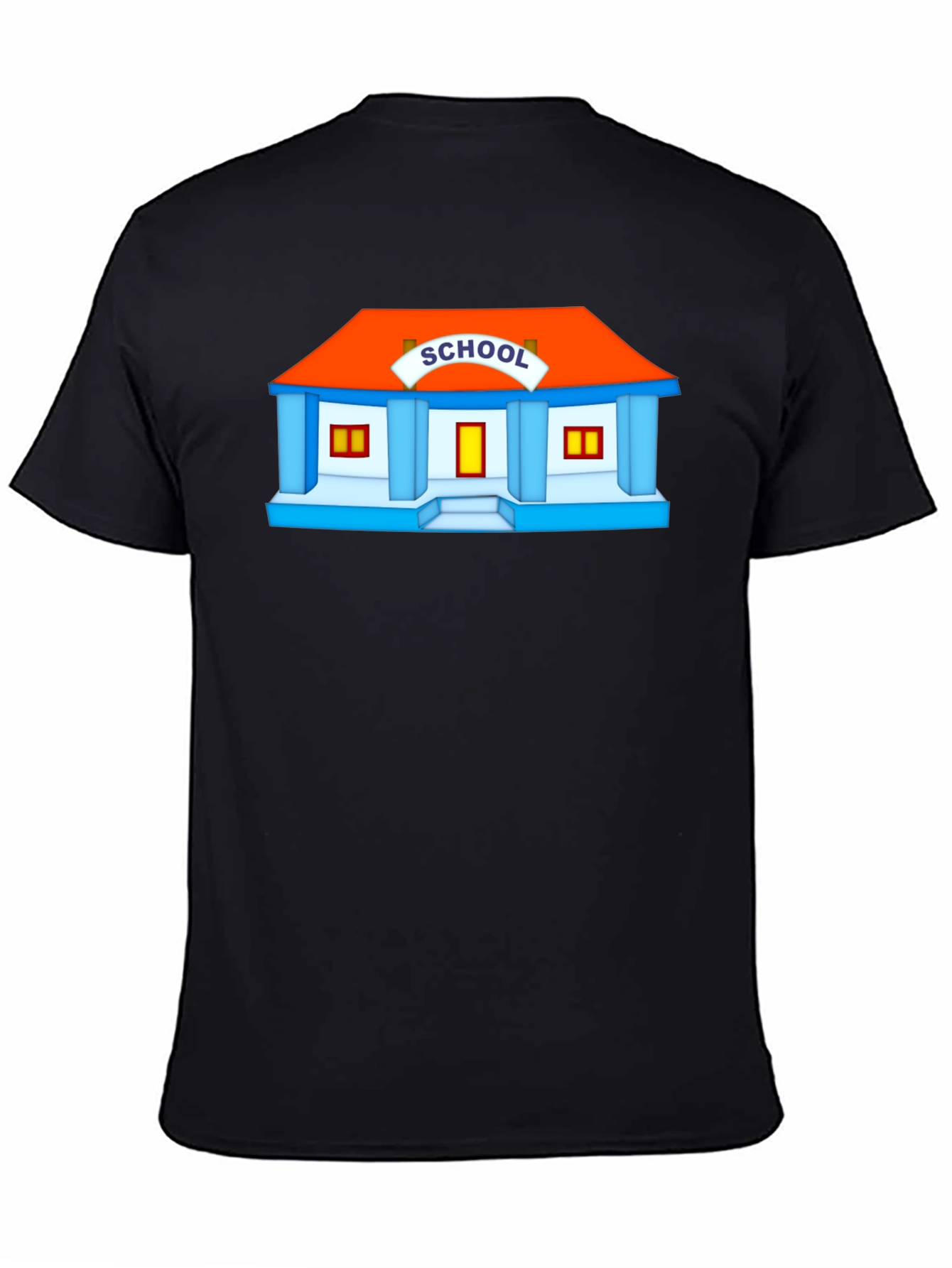 Cartoon School Graphic Black T-Shirt