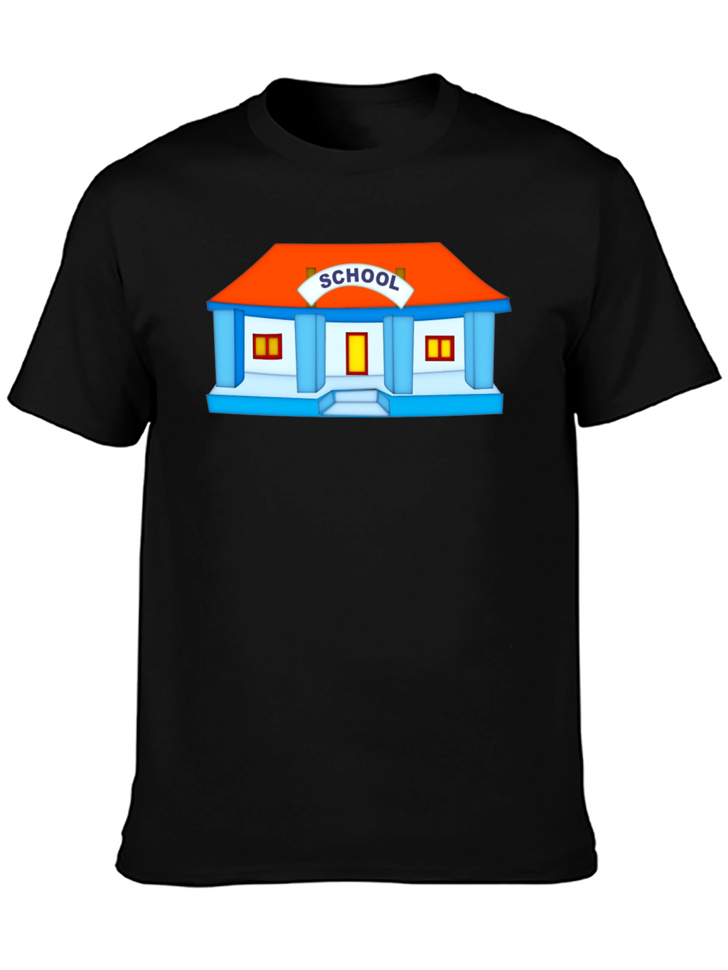 Cartoon School Graphic Black T-Shirt