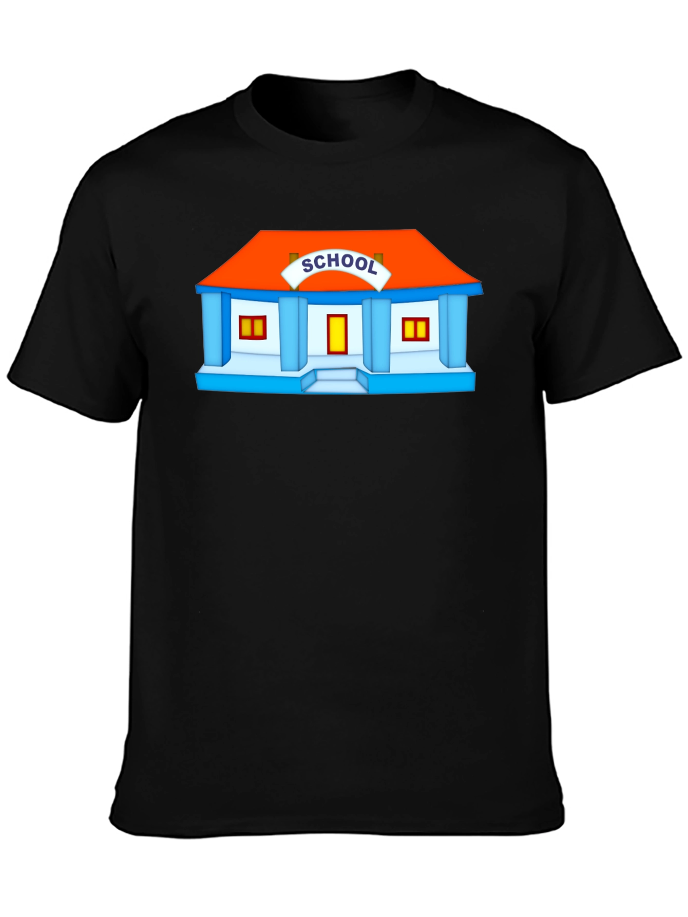 Cartoon School Graphic Black T-Shirt