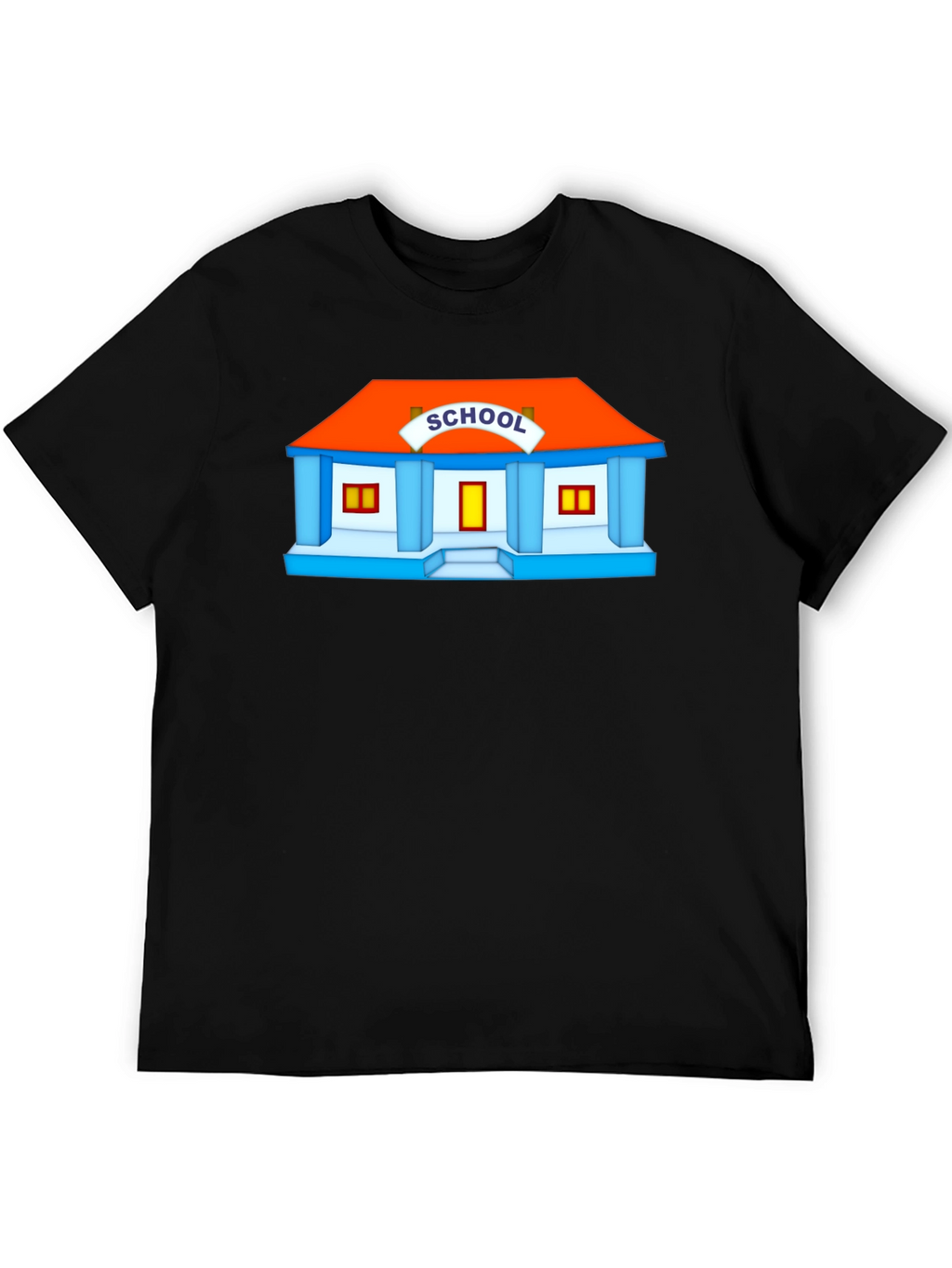Cartoon School Graphic Black T-Shirt