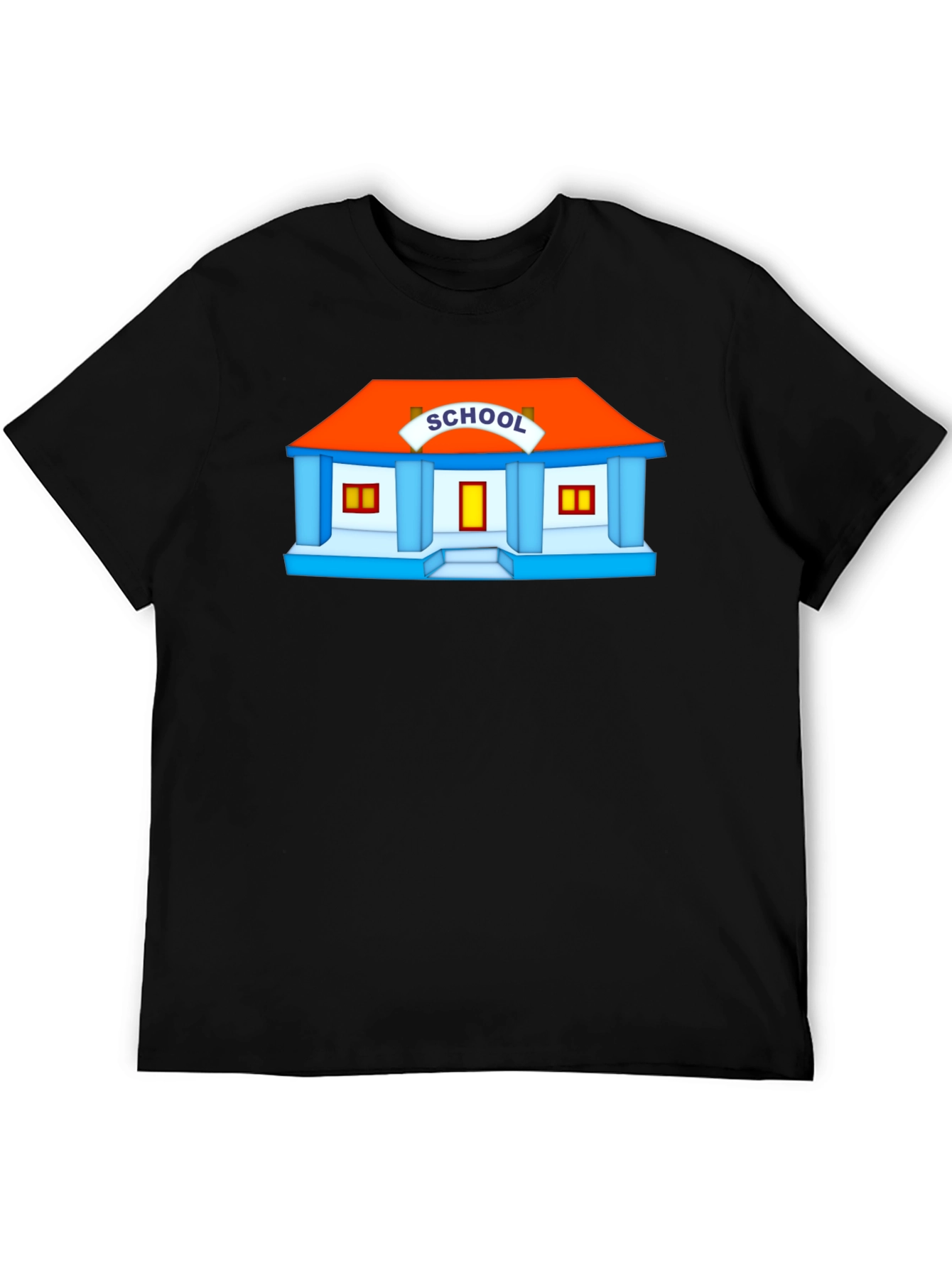 Cartoon School Graphic Black T-Shirt