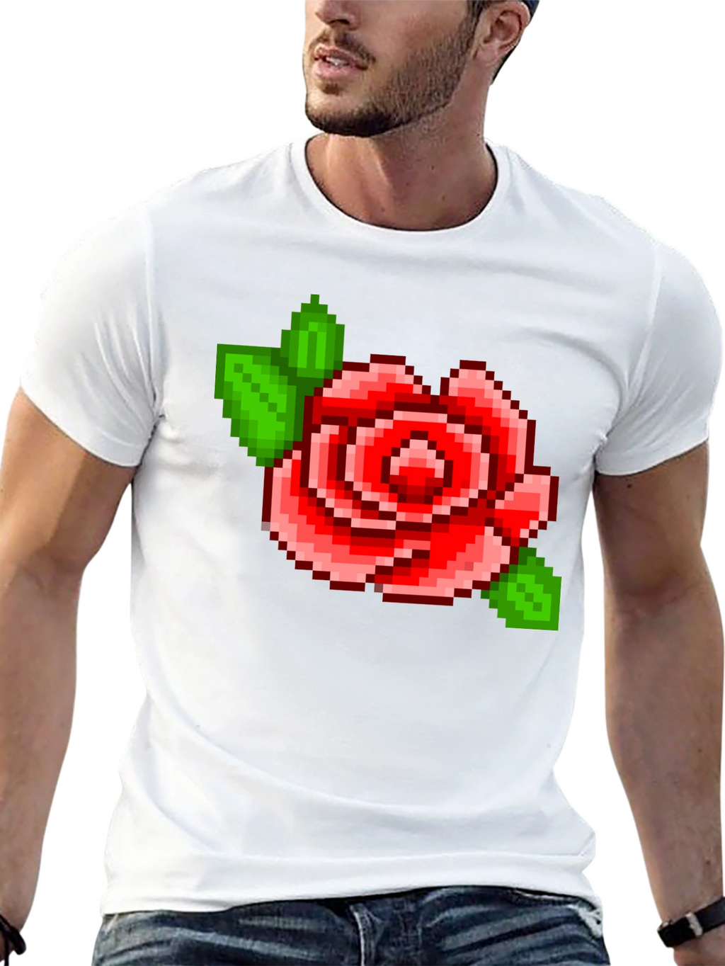 Pixel Rose T-Shirt - Retro Gaming Style