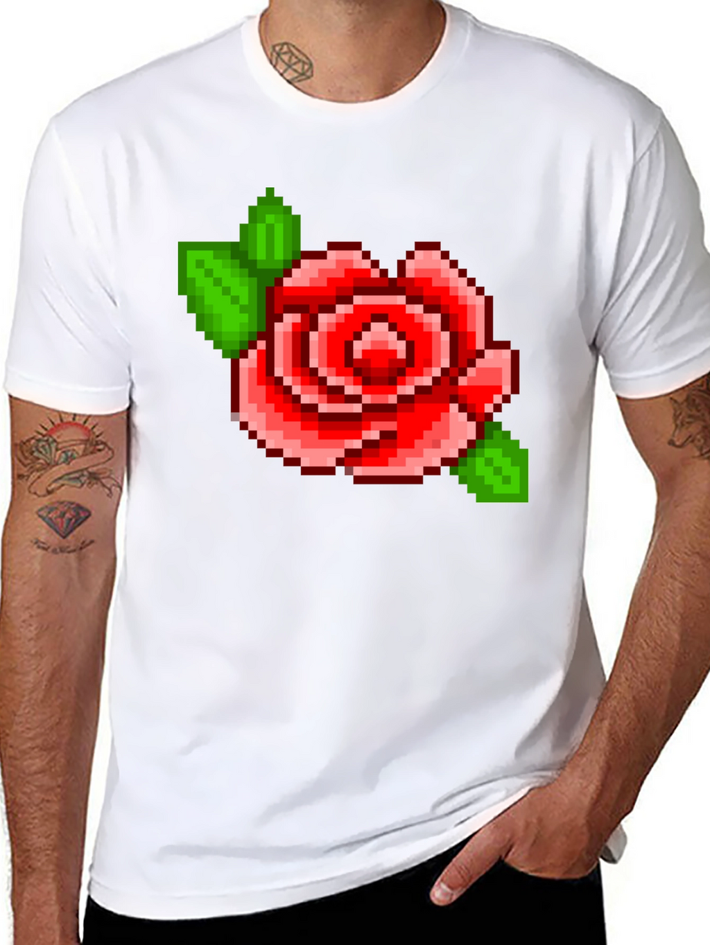 Pixel Rose T-Shirt - Retro Gaming Style