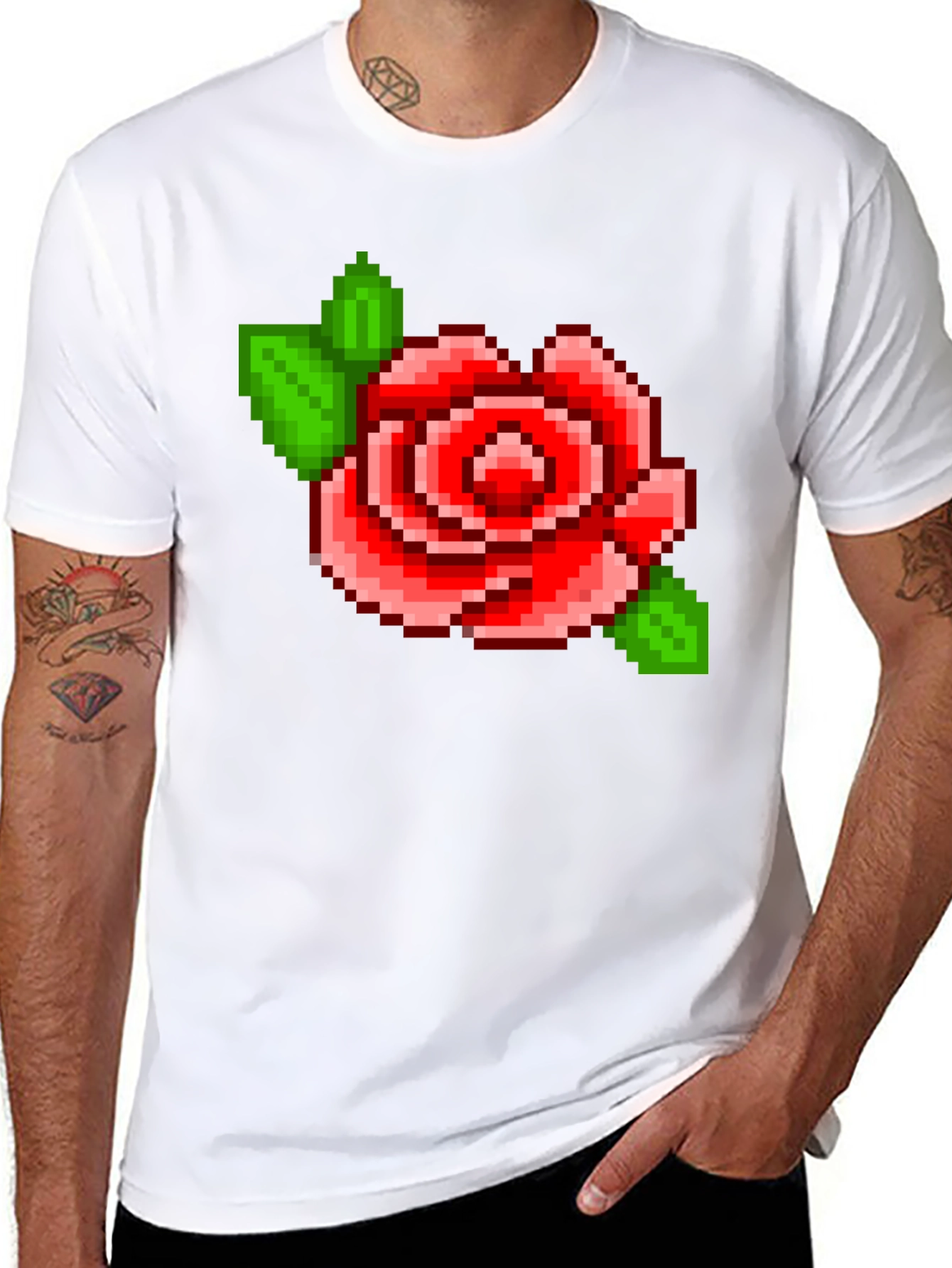 Pixel Rose T-Shirt - Retro Gaming Style