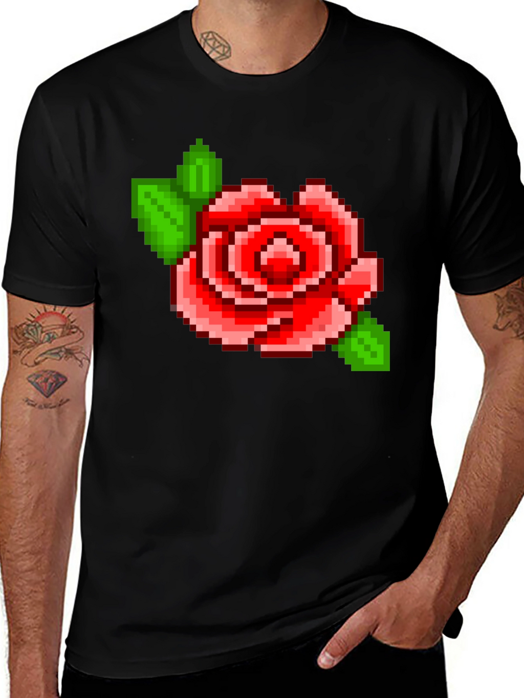 Pixel Rose T-Shirt - Retro Gaming Style