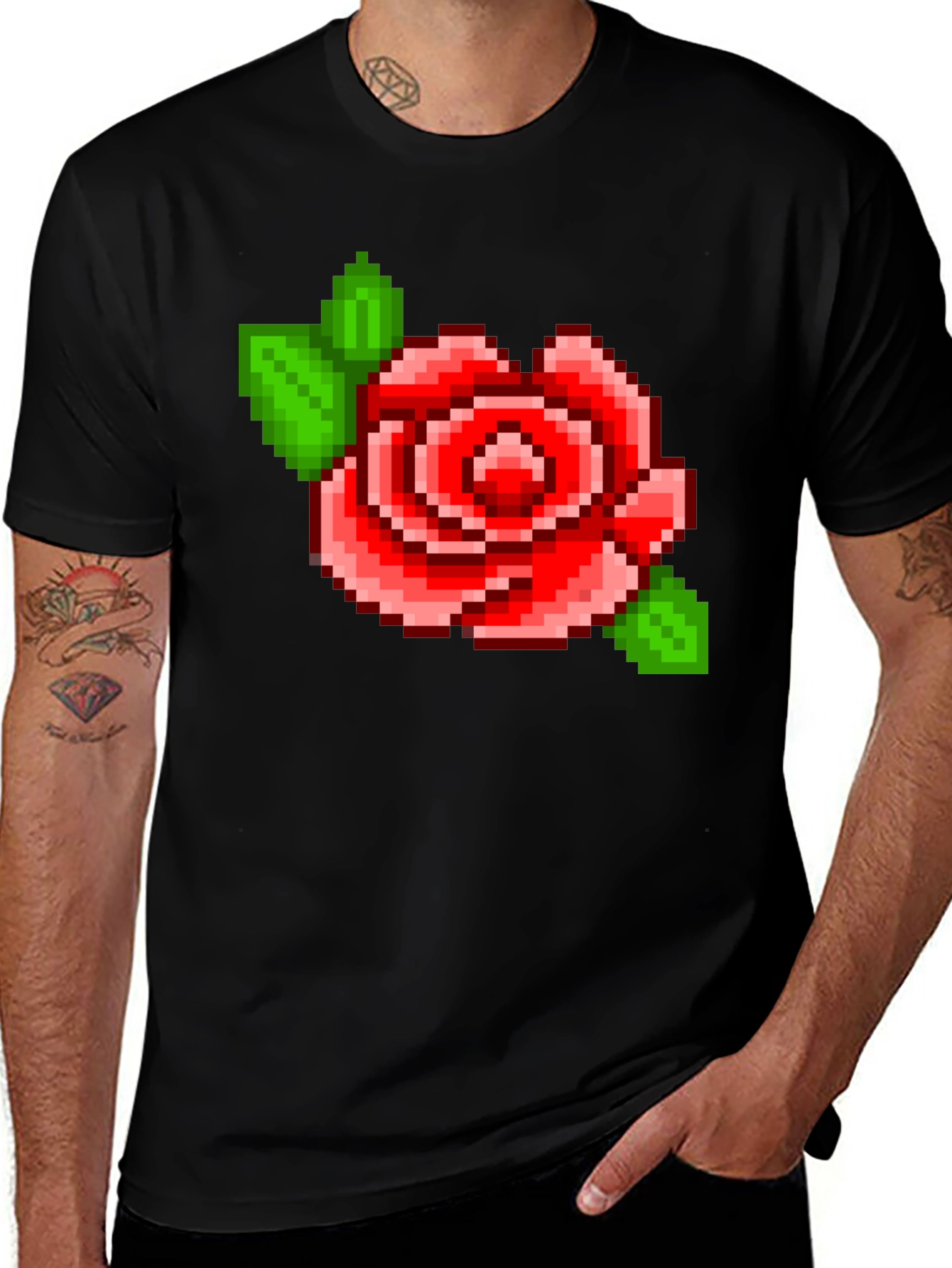Pixel Rose T-Shirt - Retro Gaming Style