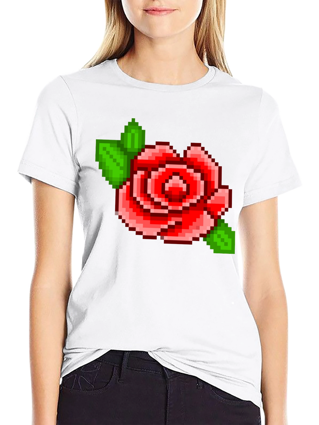Pixel Rose T-Shirt - Retro Gaming Style