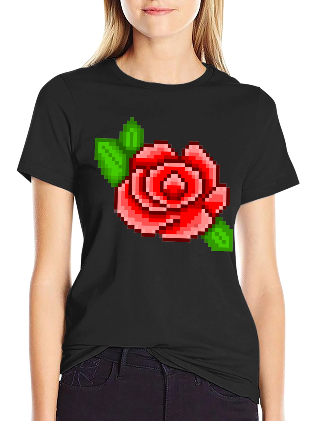 Pixel Rose T-Shirt - Retro Gaming Style