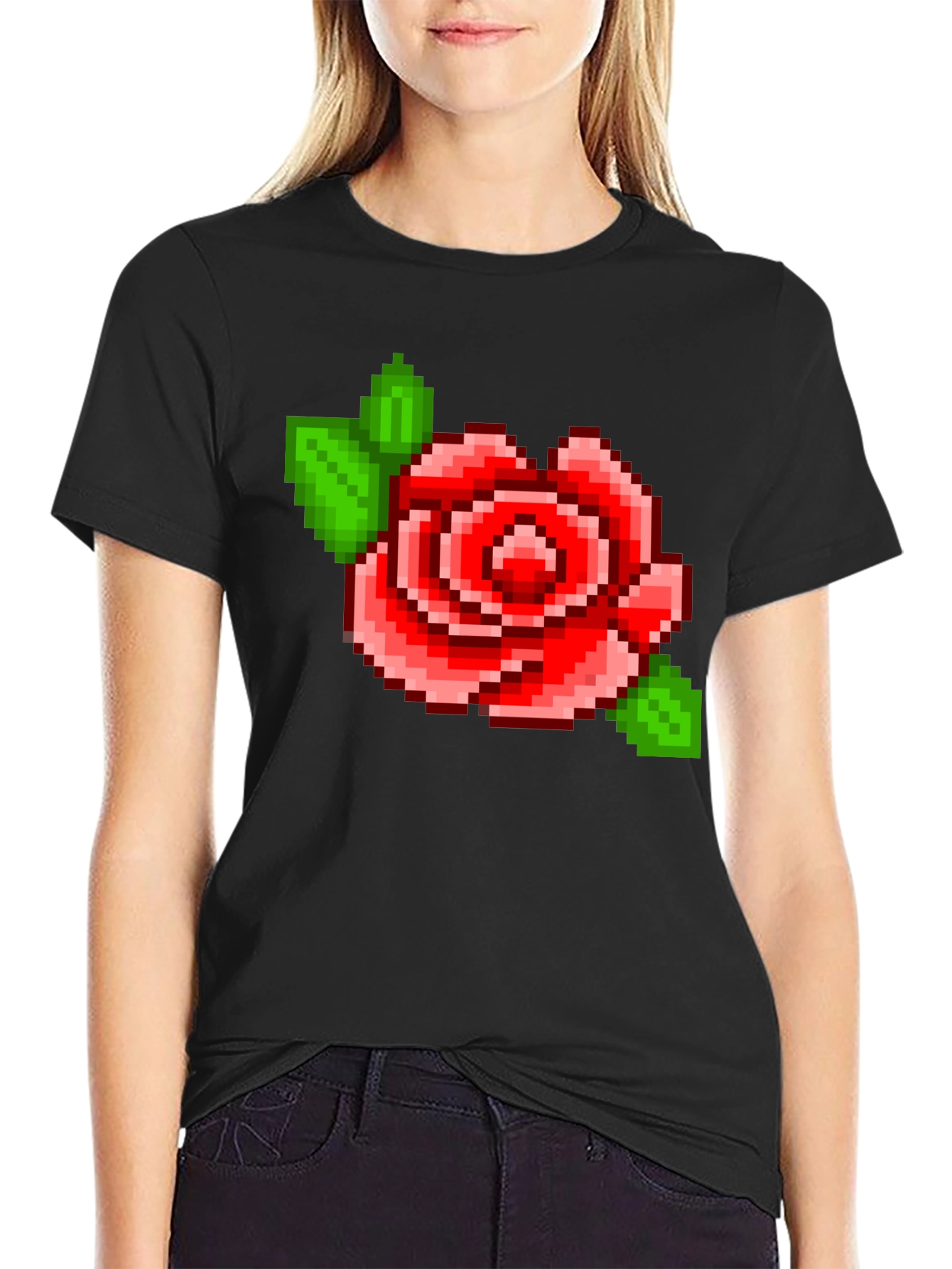 Pixel Rose T-Shirt - Retro Gaming Style