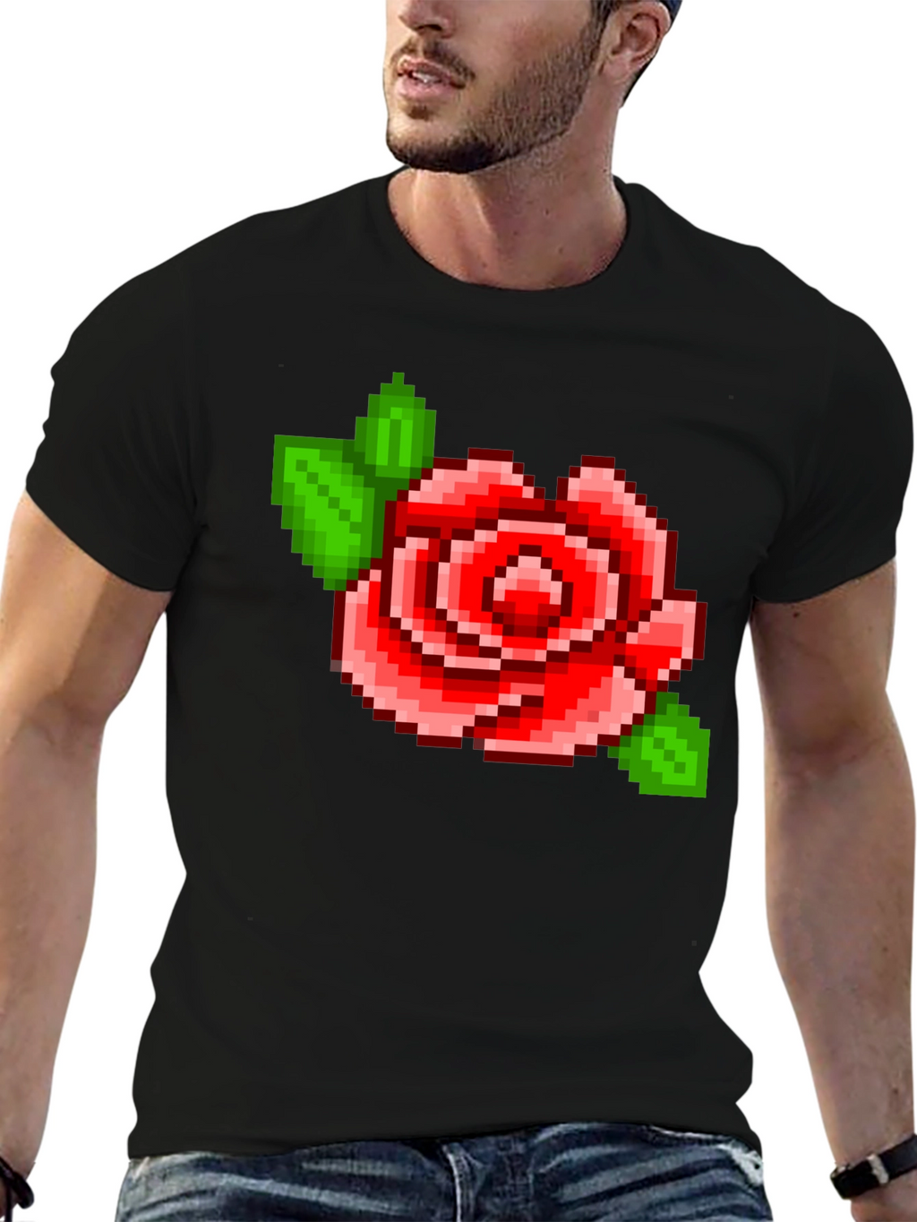 Pixel Rose T-Shirt - Retro Gaming Style