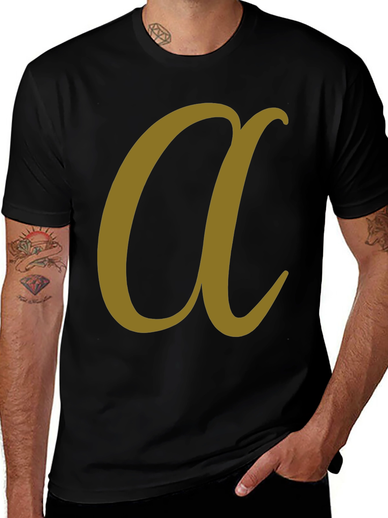Black T-Shirt with Stylish Letter a Design