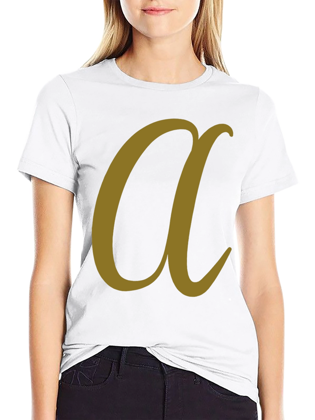 Black T-Shirt with Stylish Letter a Design