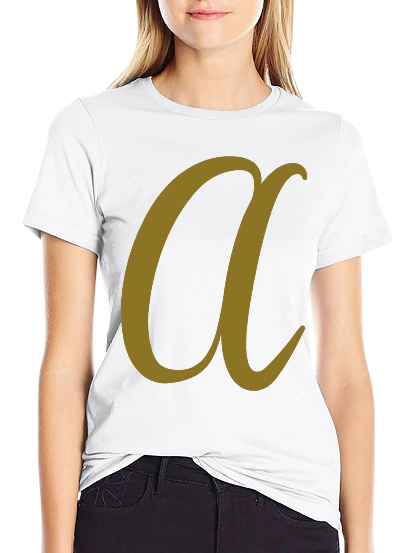 Black T-Shirt with Stylish Letter a Design