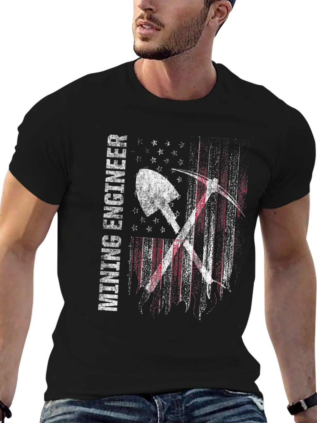 Mining Engineer American Flag T-Shirt