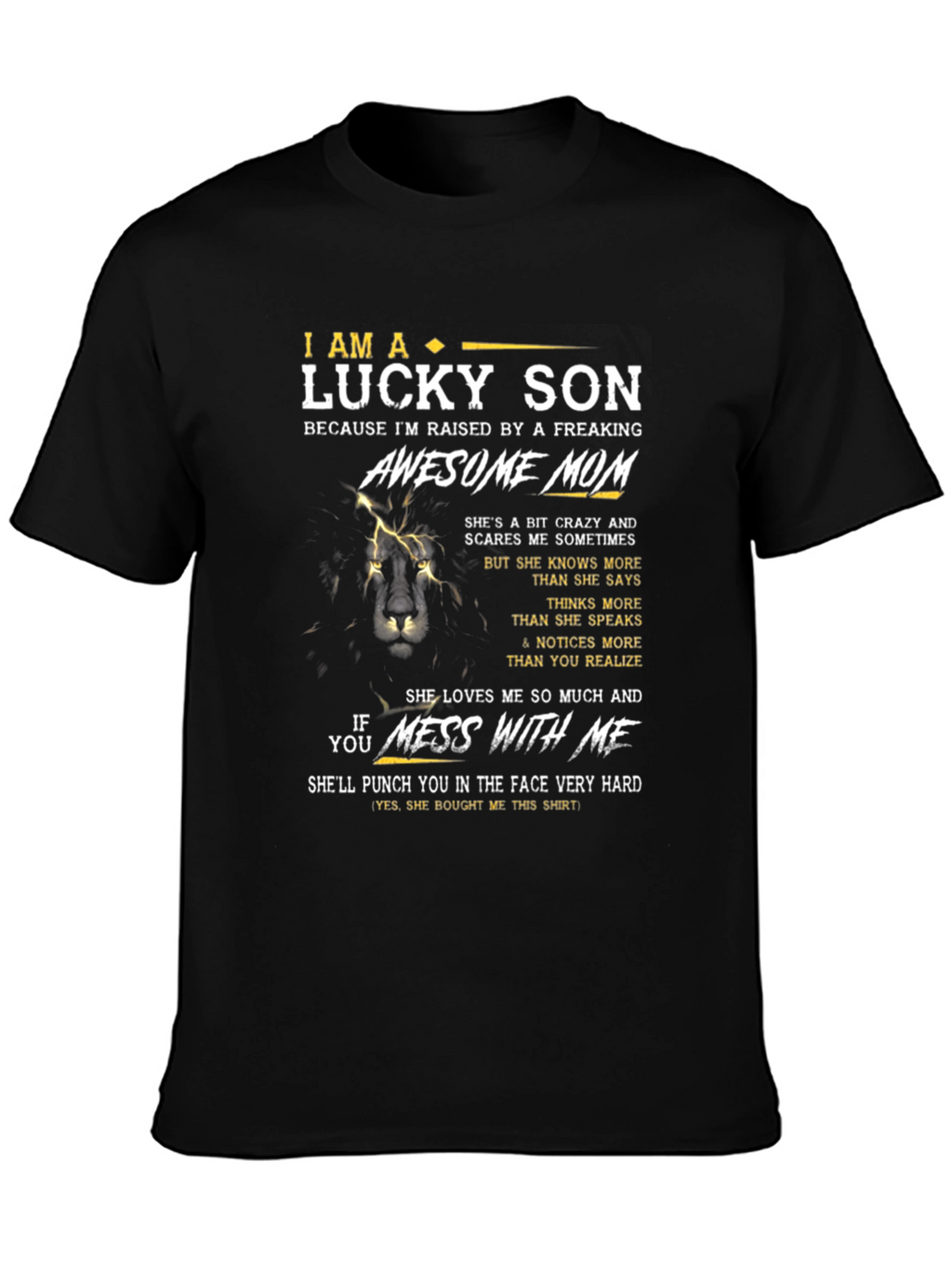 Lucky Son Awesome Mom Black T-Shirt