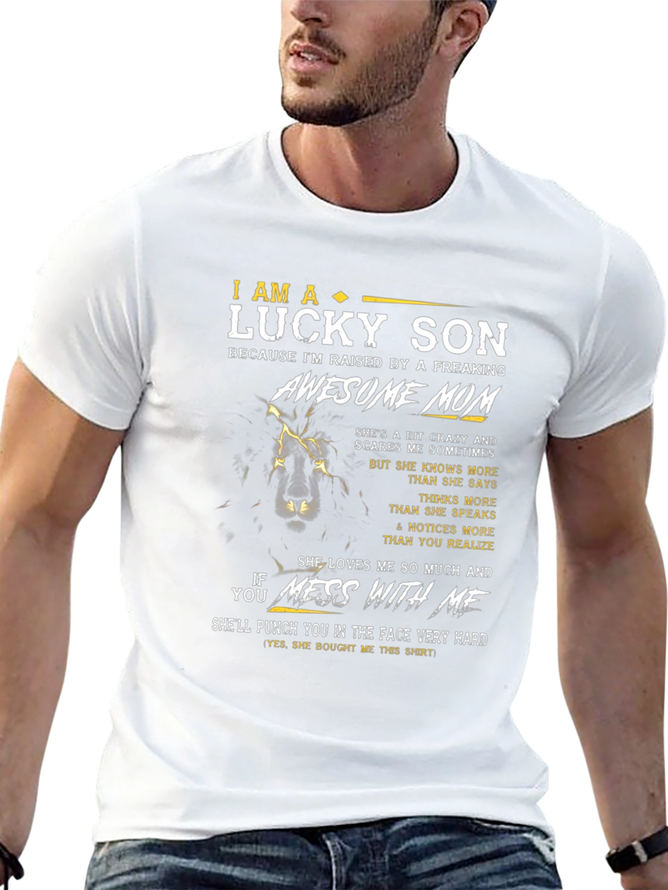 Lucky Son Awesome Mom Black T-Shirt