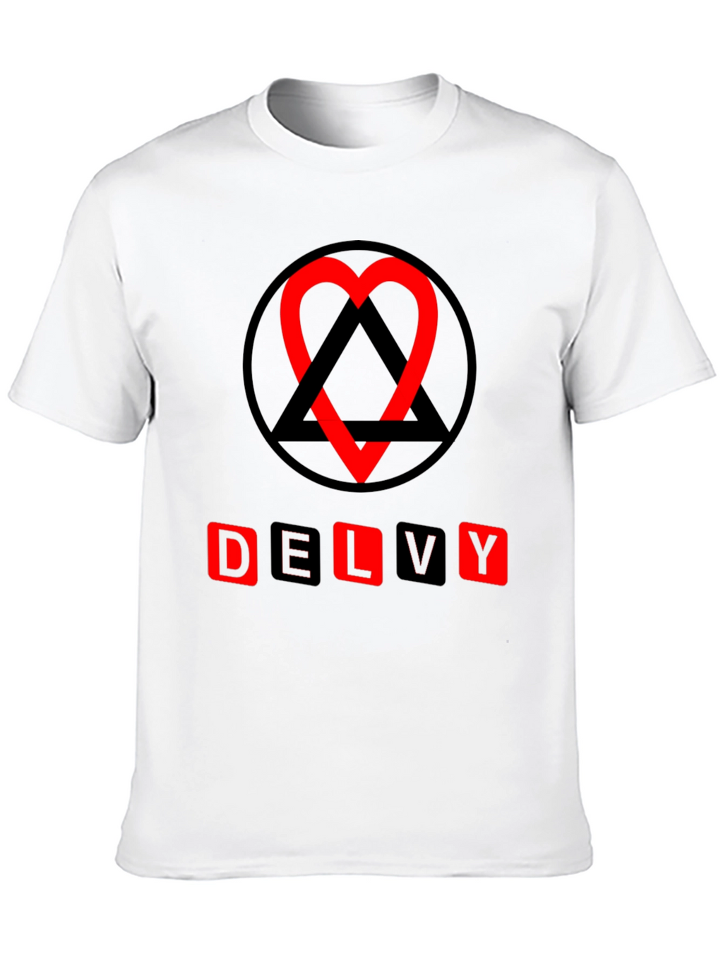Delvy Heart & Triangle Graphic T-Shirt - Black
