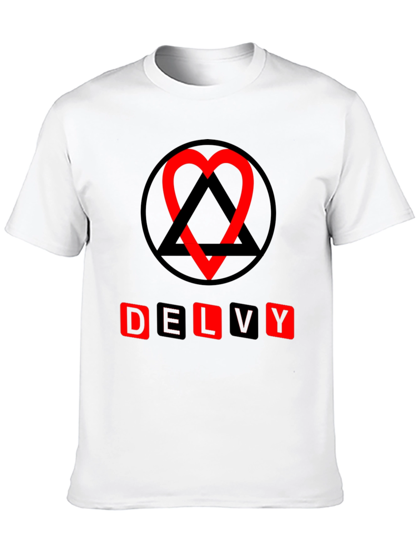 Delvy Heart & Triangle Graphic T-Shirt - Black