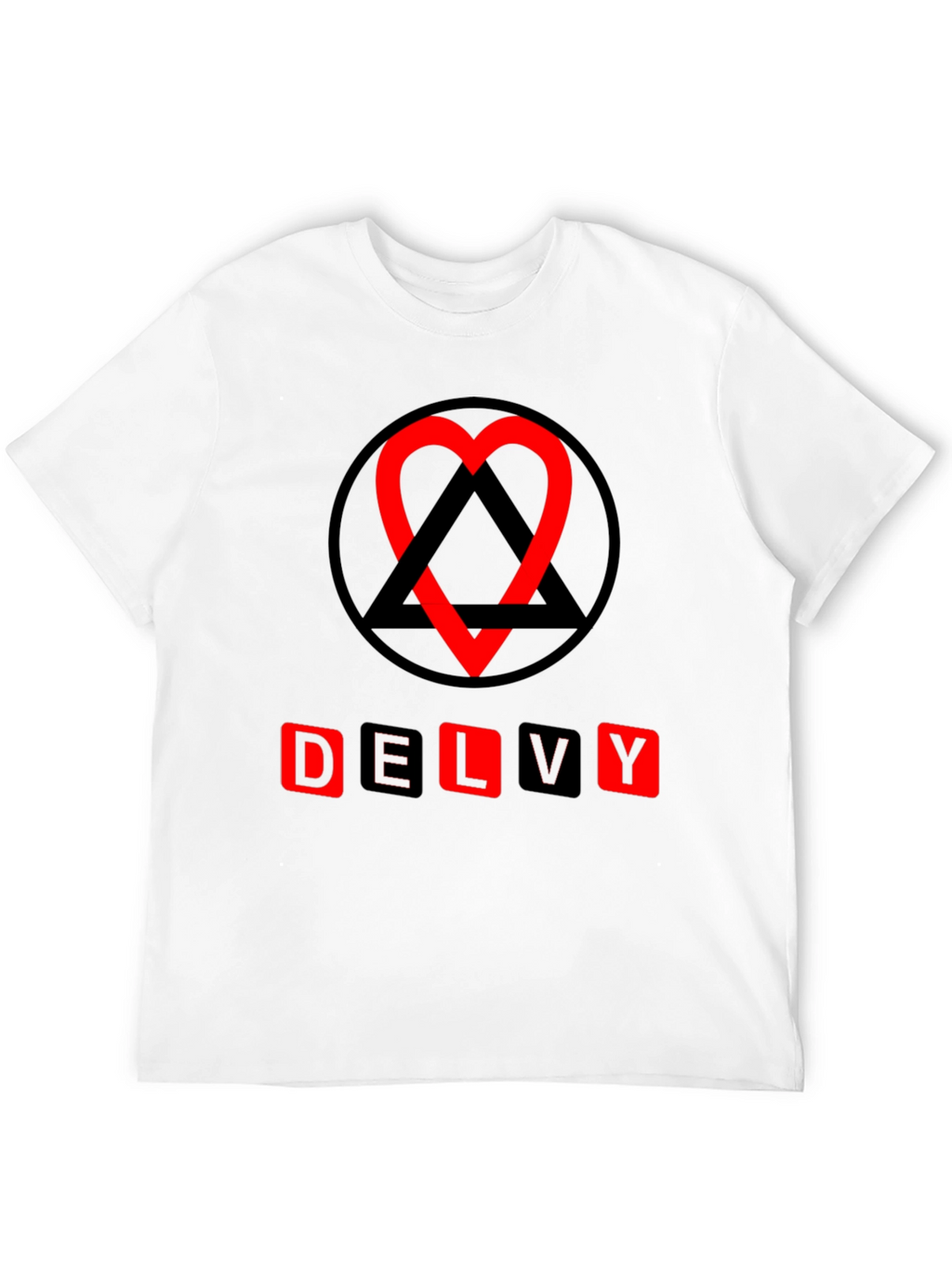 Delvy Heart & Triangle Graphic T-Shirt - Black