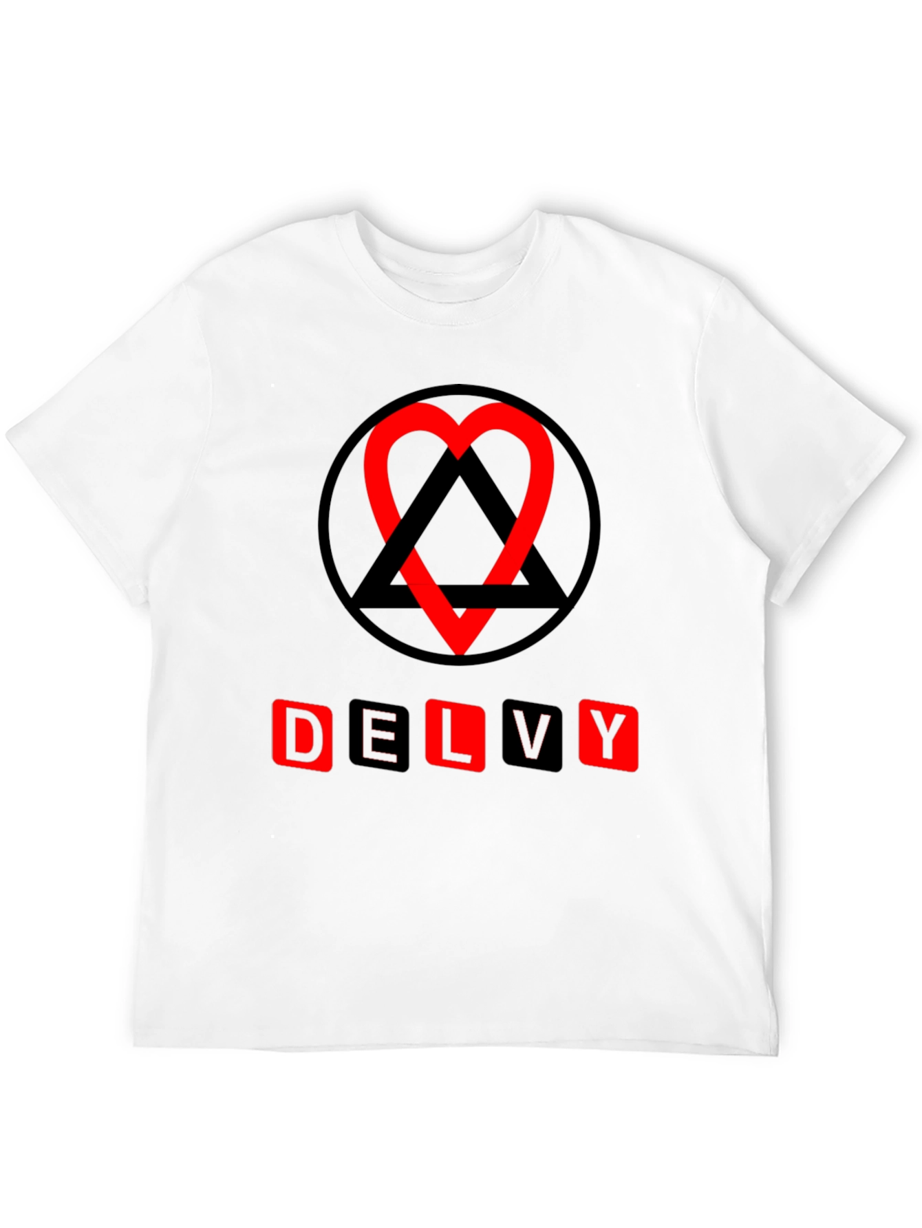 Delvy Heart & Triangle Graphic T-Shirt - Black