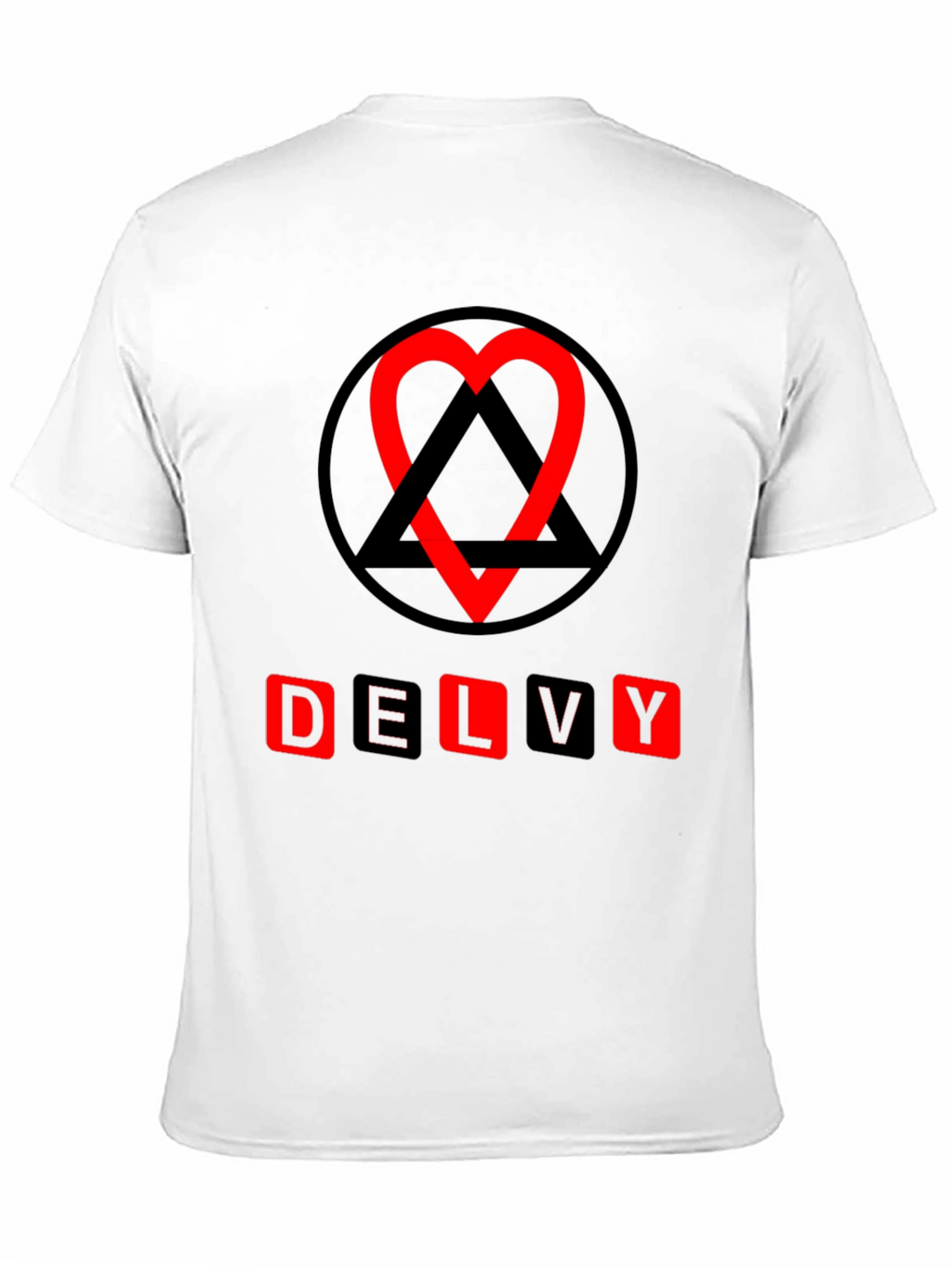 Delvy Heart & Triangle Graphic T-Shirt - Black