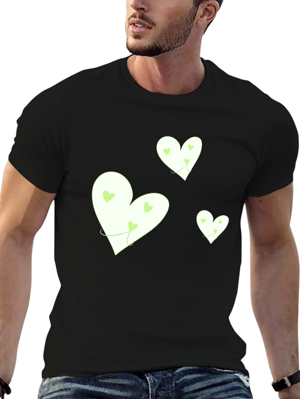 Heart Graphic Tee - Black Cotton Casual