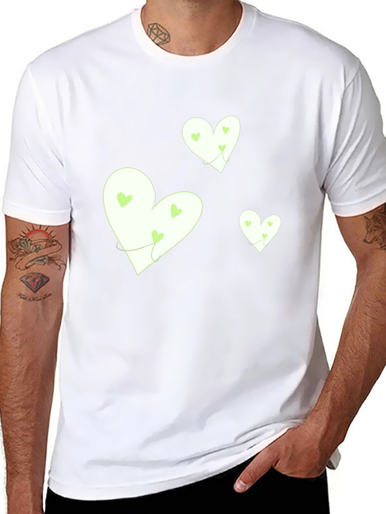 Heart Graphic Tee - Black Cotton Casual