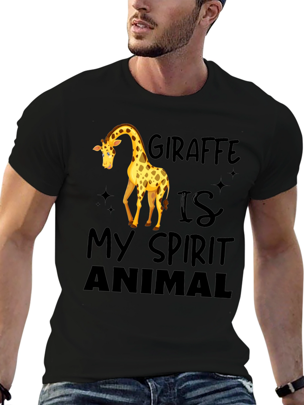 Giraffe Spirit Animal Black T-Shirt