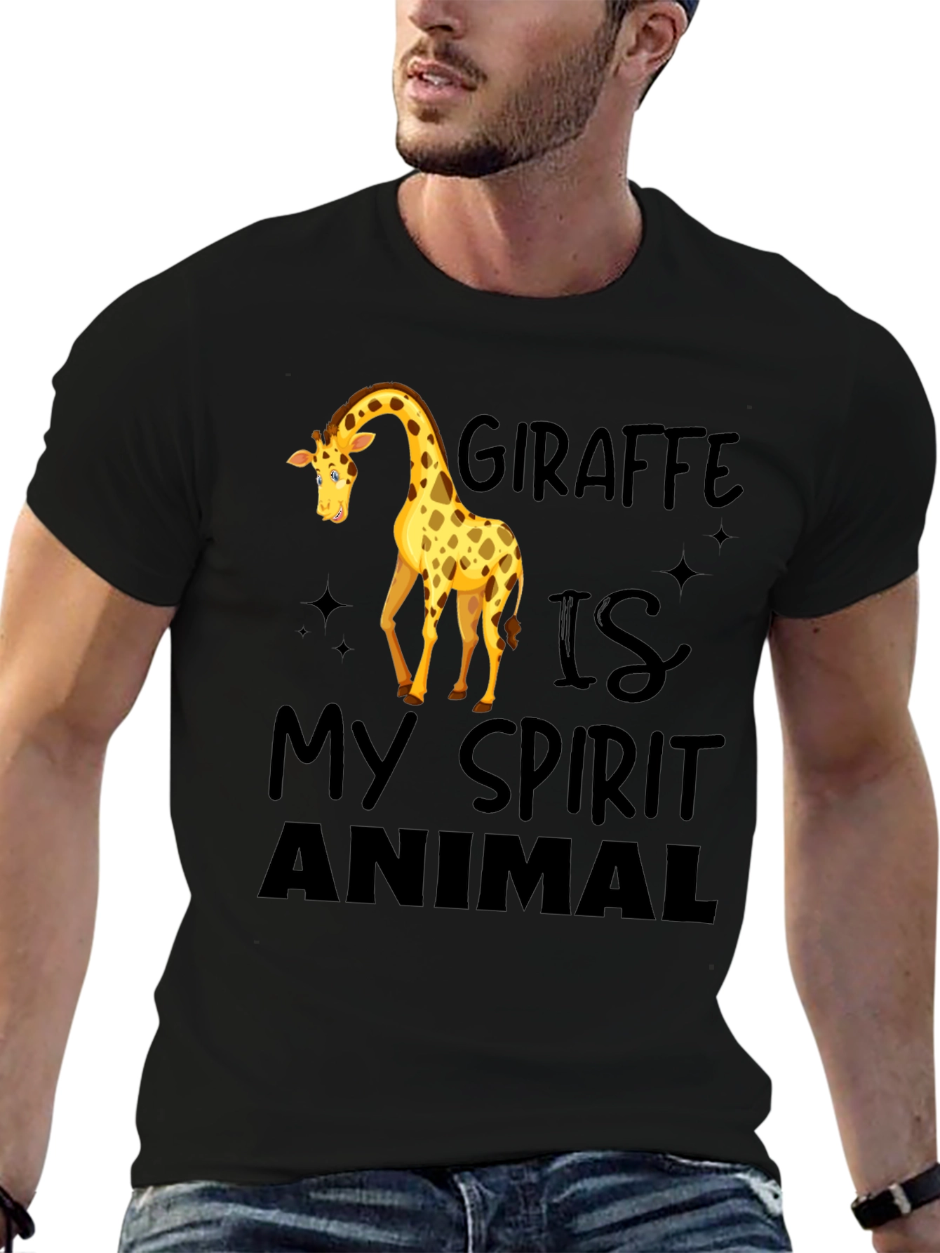 Giraffe Spirit Animal Black T-Shirt