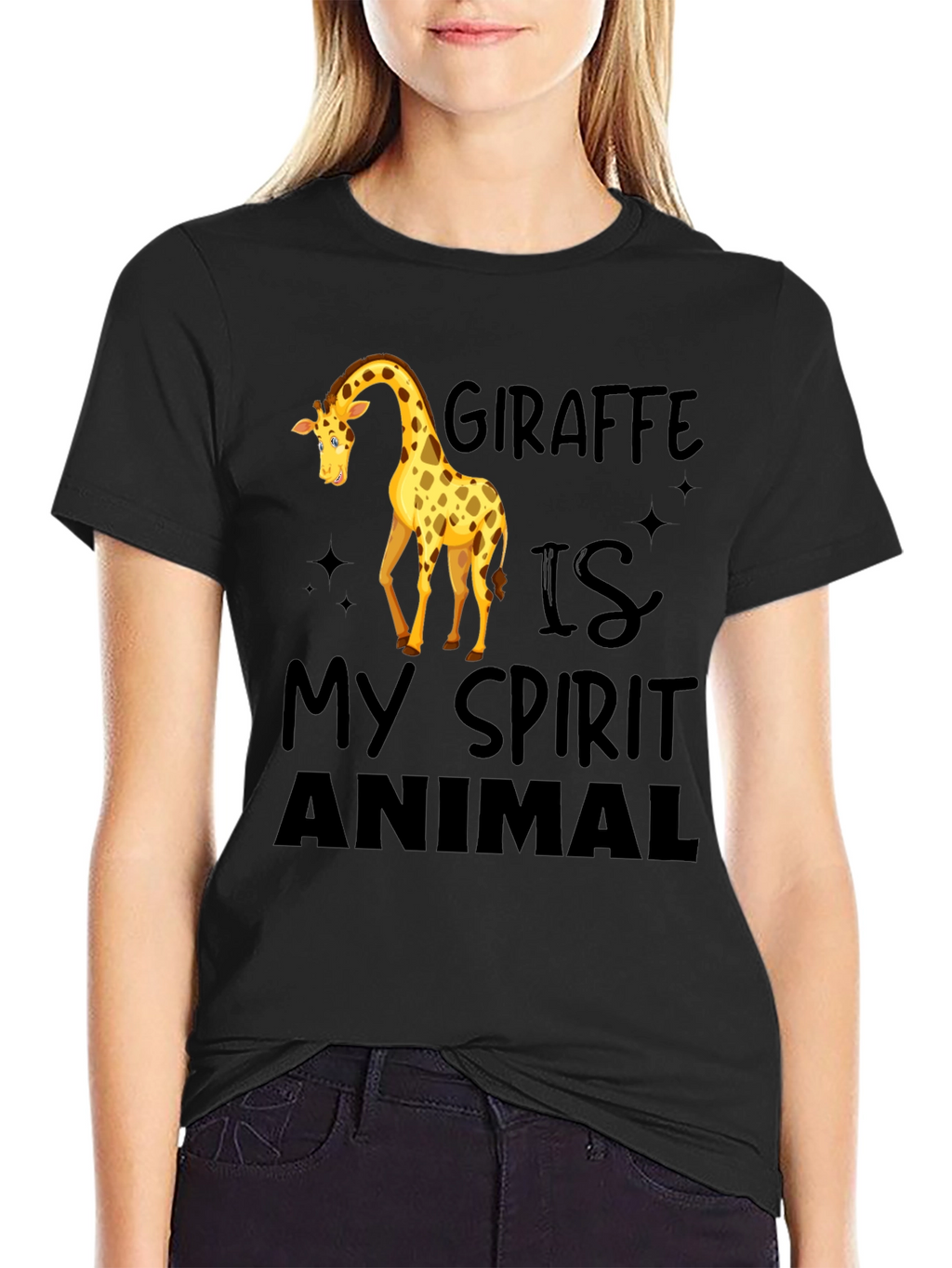 Giraffe Spirit Animal Black T-Shirt