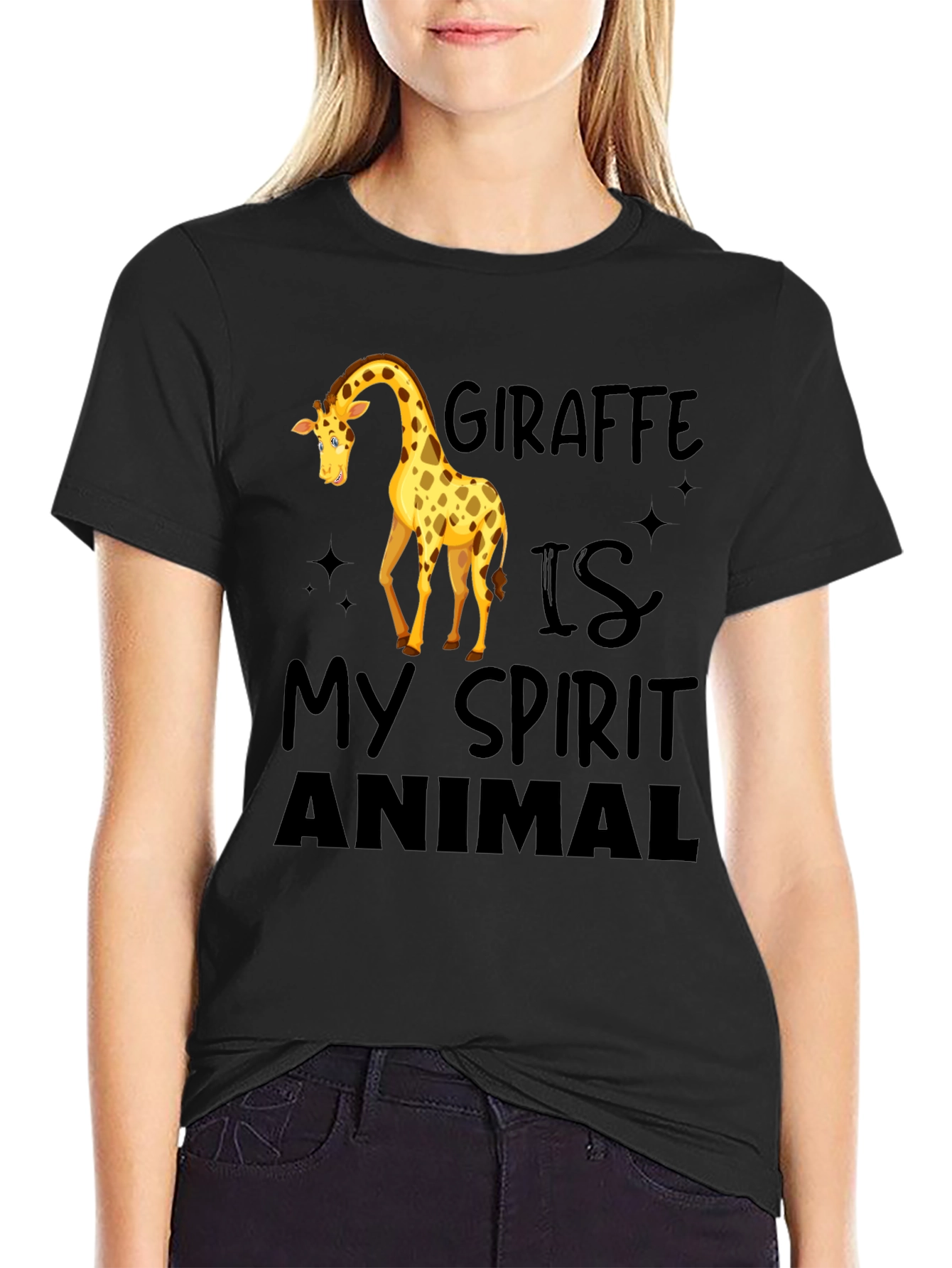 Giraffe Spirit Animal Black T-Shirt