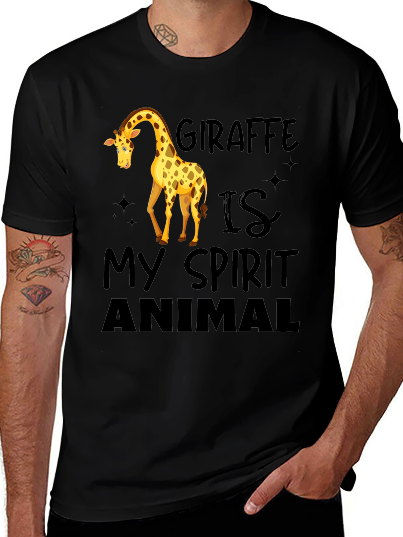 Giraffe Spirit Animal Black T-Shirt